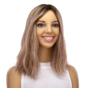 14" Emerald Silk Top Topper Ashy Blonde with Highlights Slightly Wavy