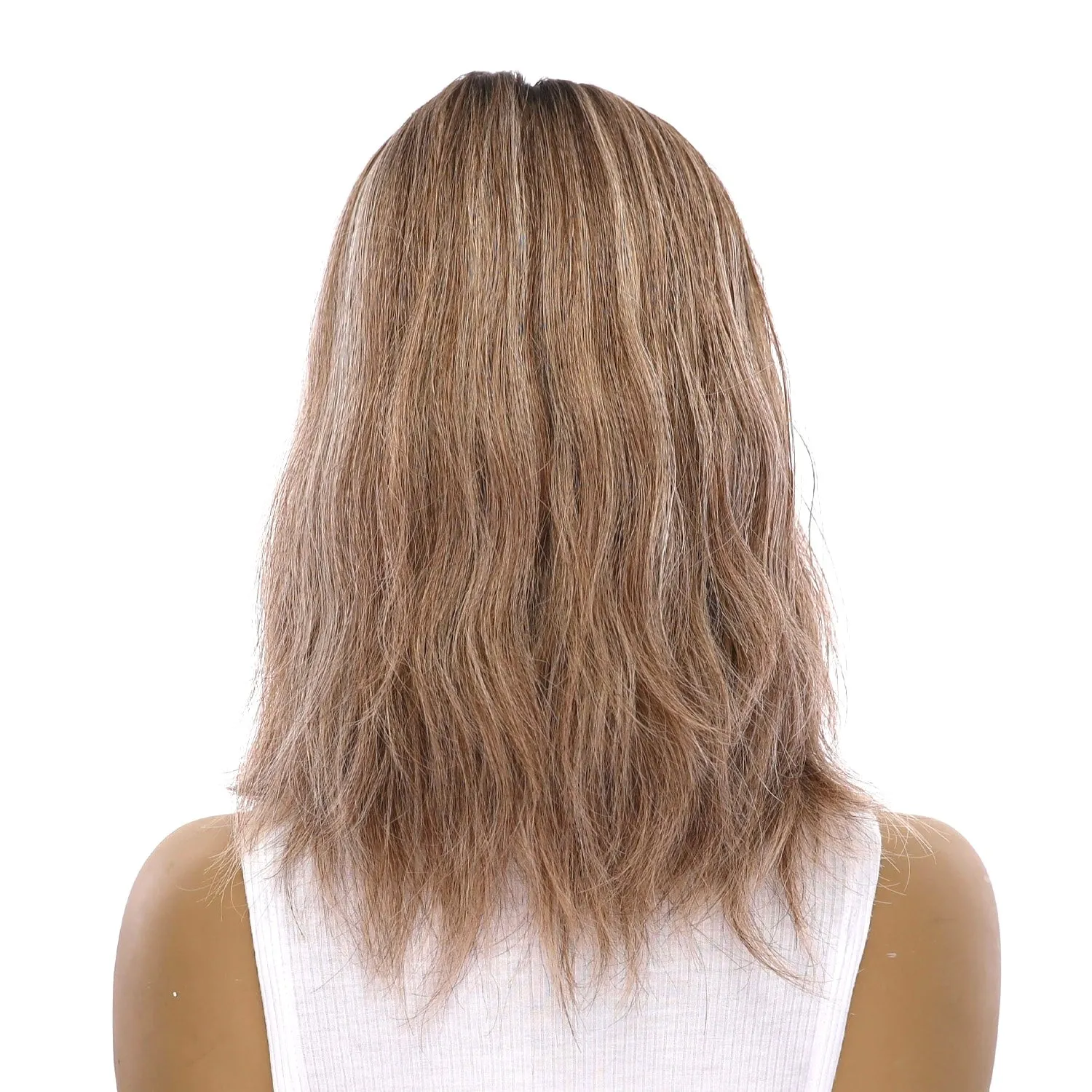 14" Emerald Silk Top Topper Ashy Blonde with Highlights Slightly Wavy