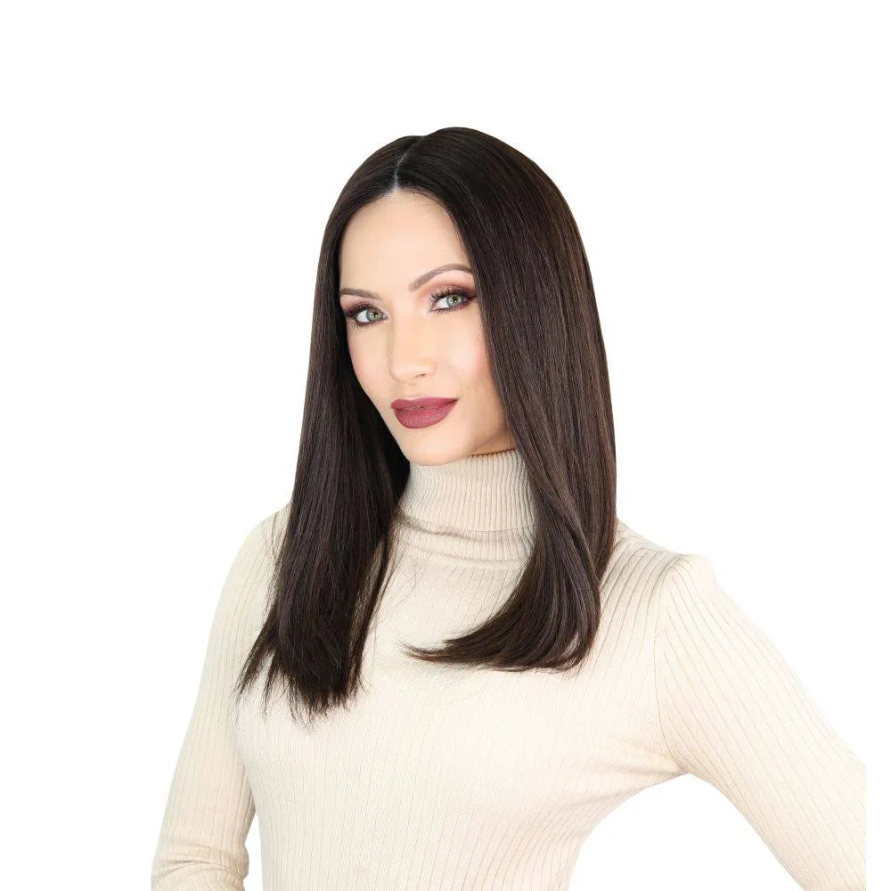 19" Nicole Silk Top Wig Dark Brown w/ Partial Rooting