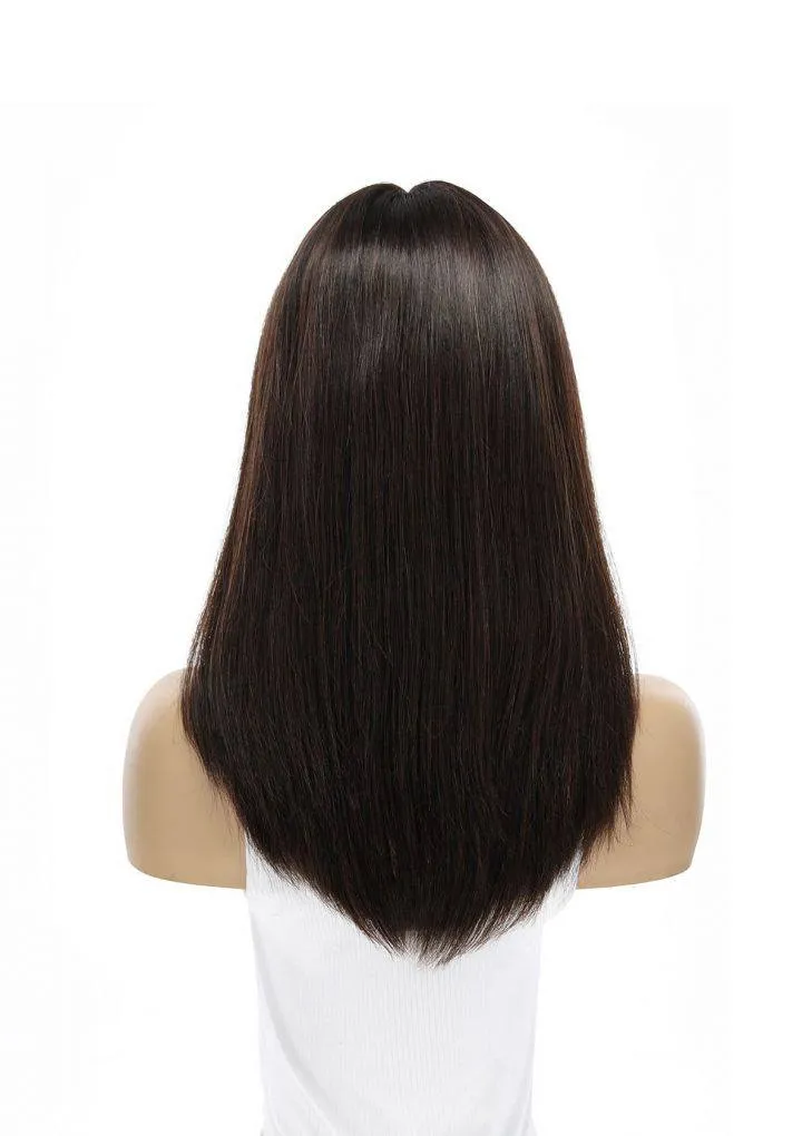19" Nicole Silk Top Wig Dark Brown w/ Partial Rooting