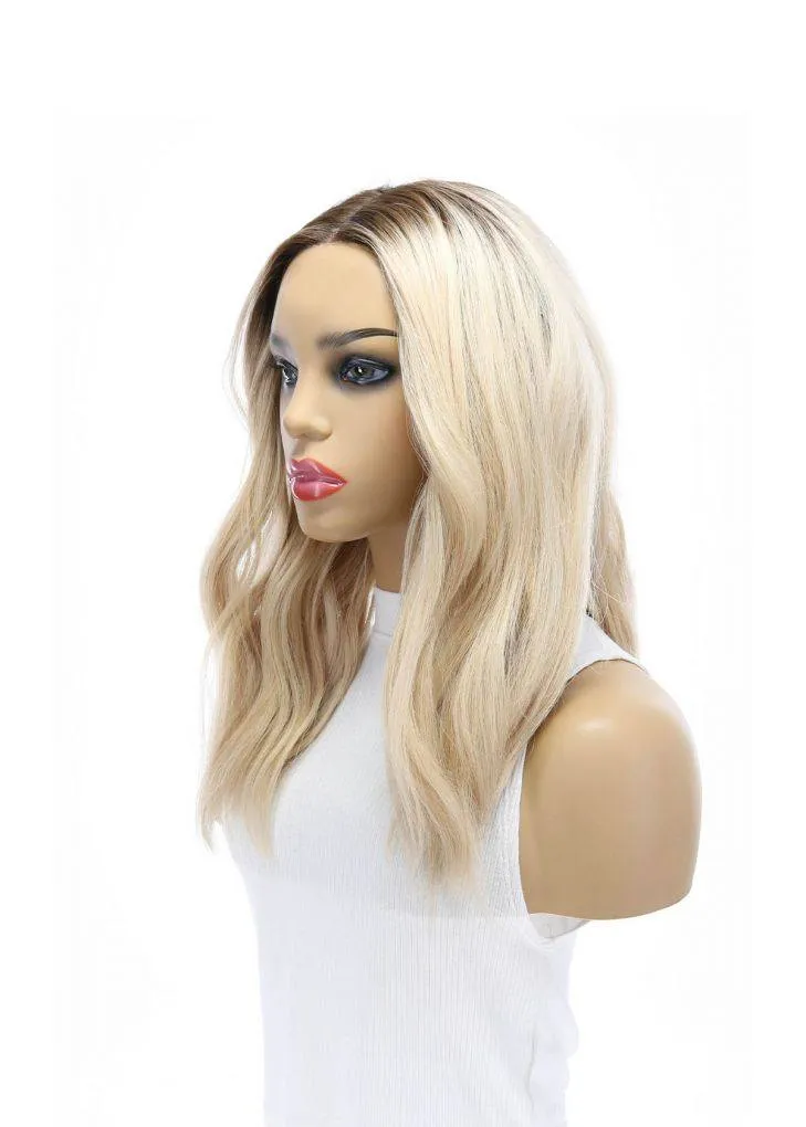 19" Nicole Silk Top Wig Platinum Blonde w/ Partial Rooting