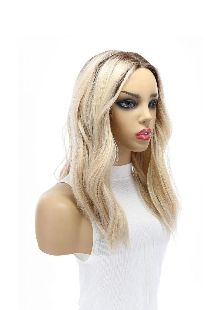 19" Nicole Silk Top Wig Platinum Blonde w/ Partial Rooting