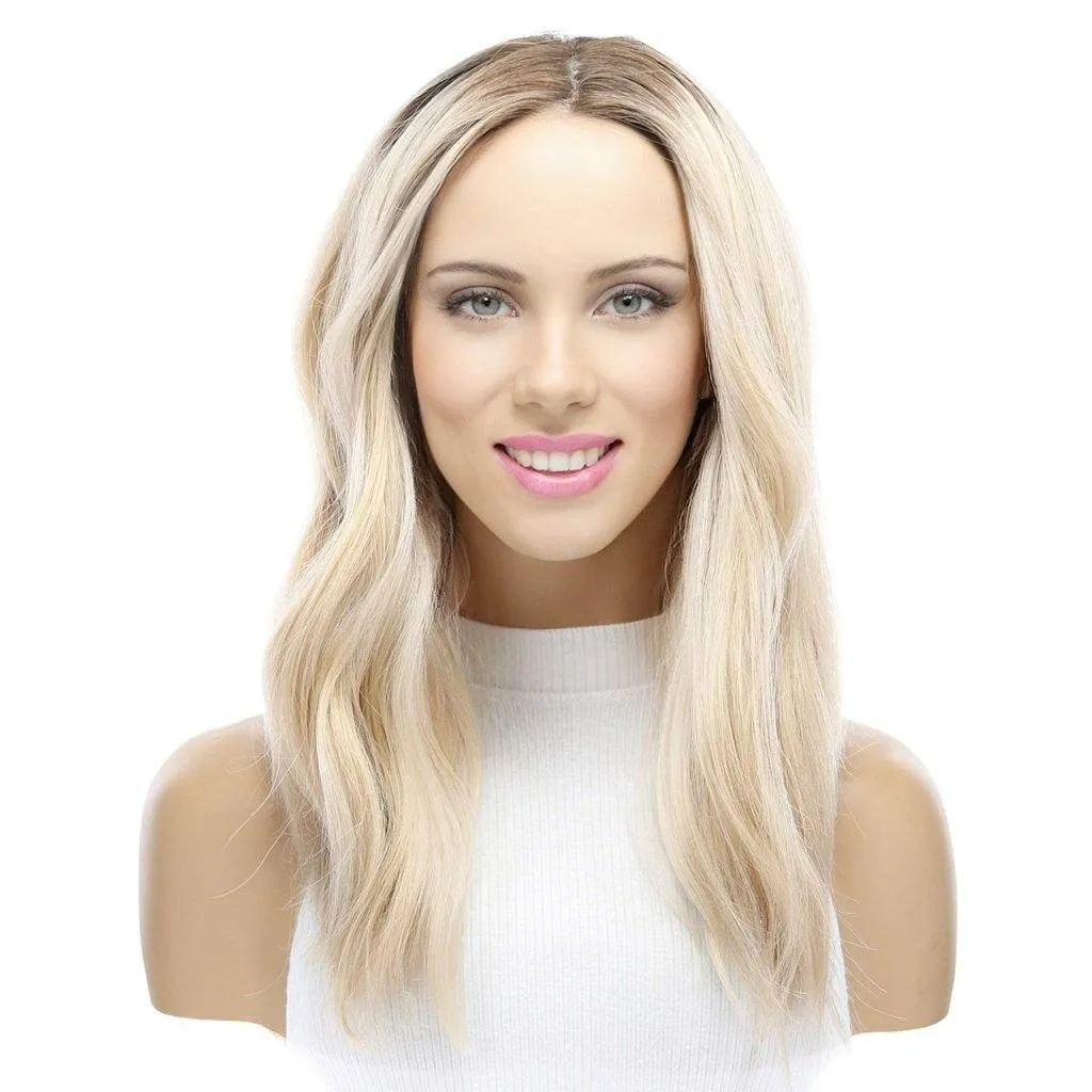 19" Nicole Silk Top Wig Platinum Blonde w/ Partial Rooting