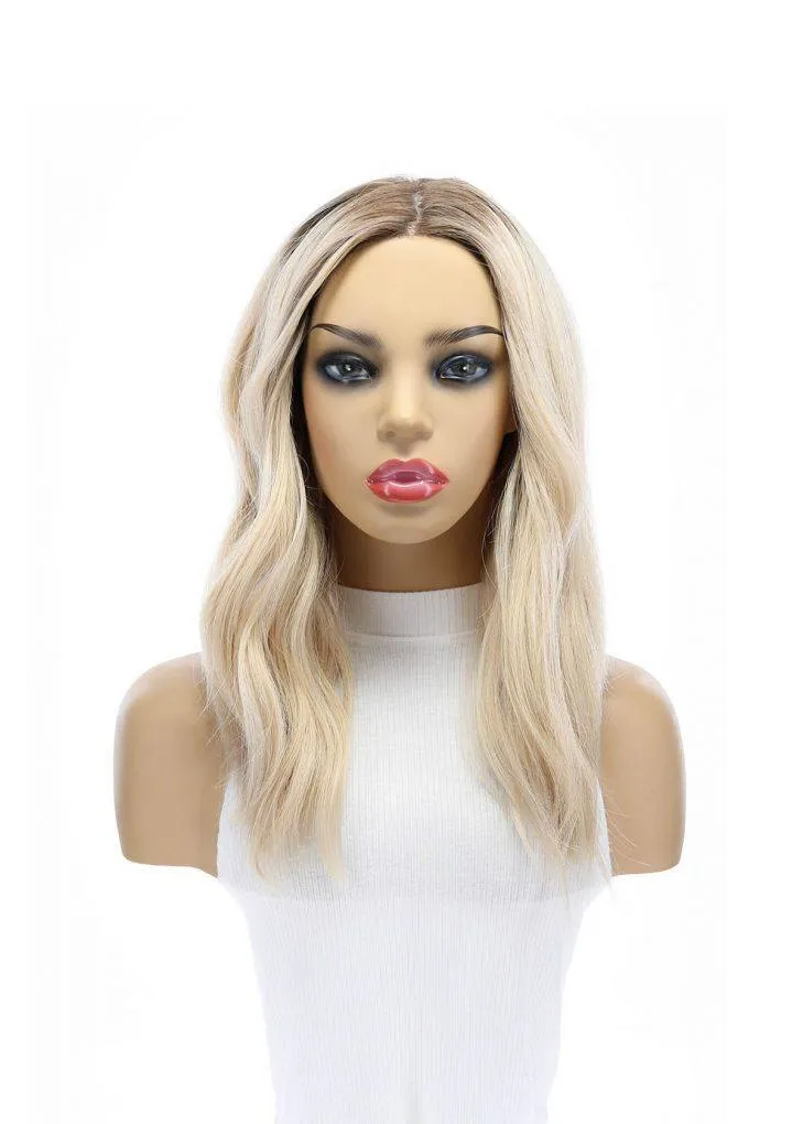 19" Nicole Silk Top Wig Platinum Blonde w/ Partial Rooting