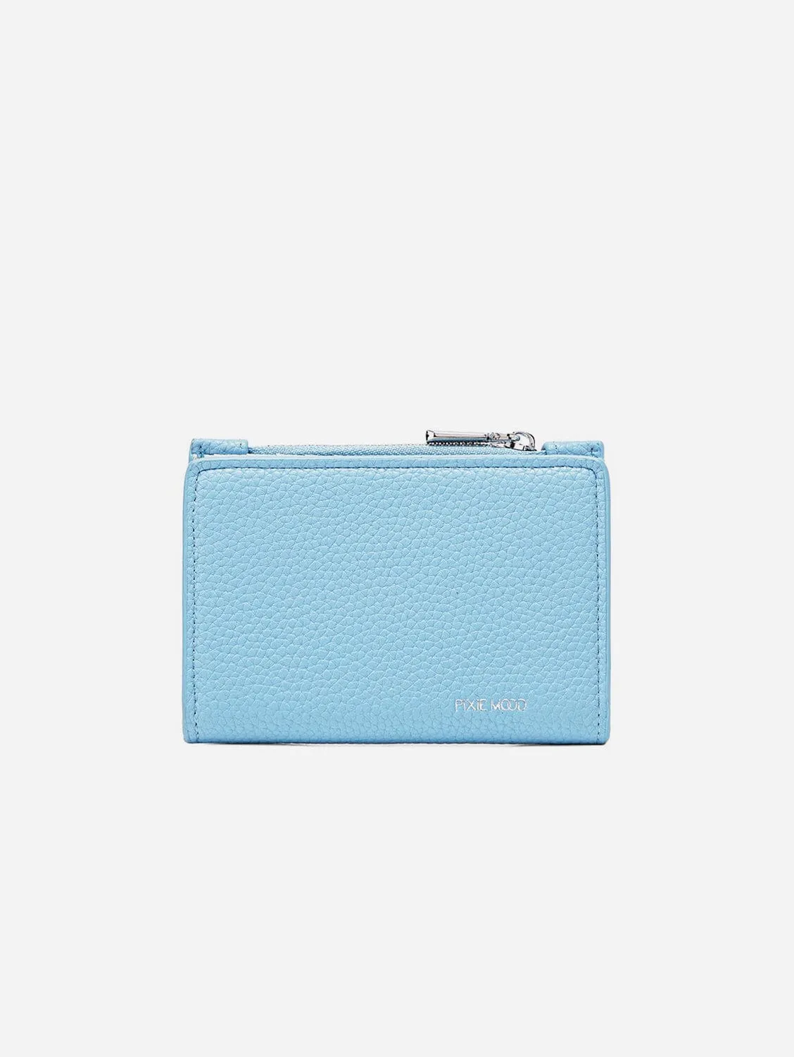 Aiko Vegan Leather Wallet | Light Blue Pebbled