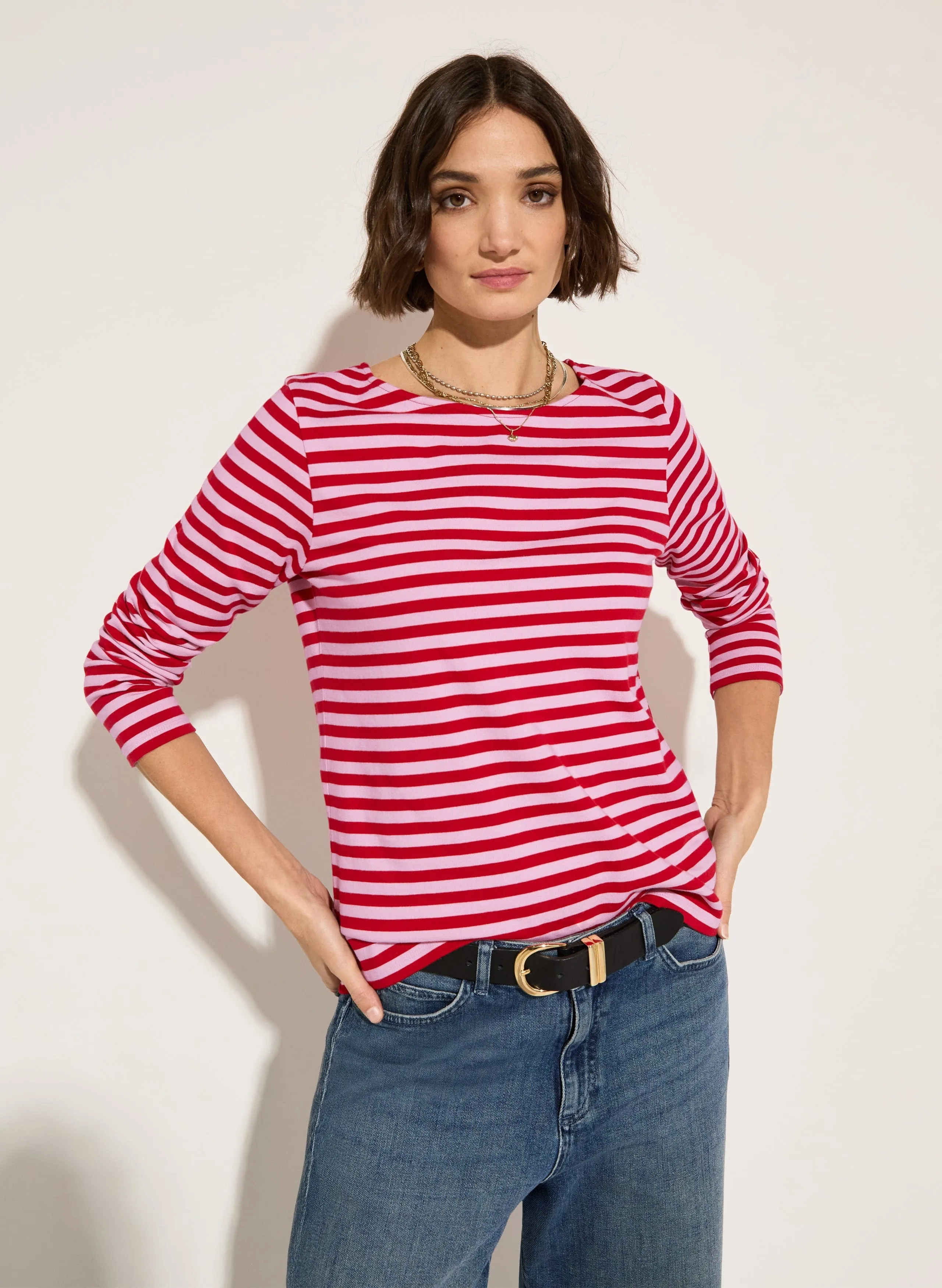 Ama Organic Cotton Top | Red & Pink