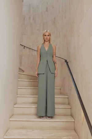 CURAAE Houston Wide Leg Pants in Green