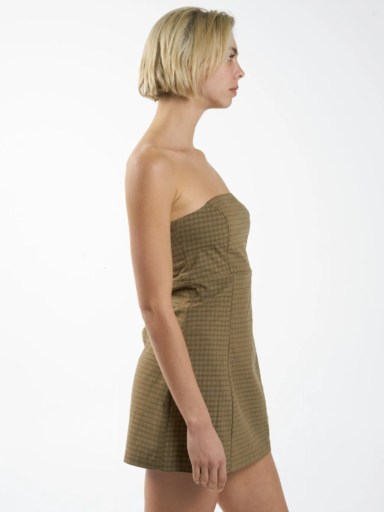 Dawson Plaid Dress - Mustard Gold