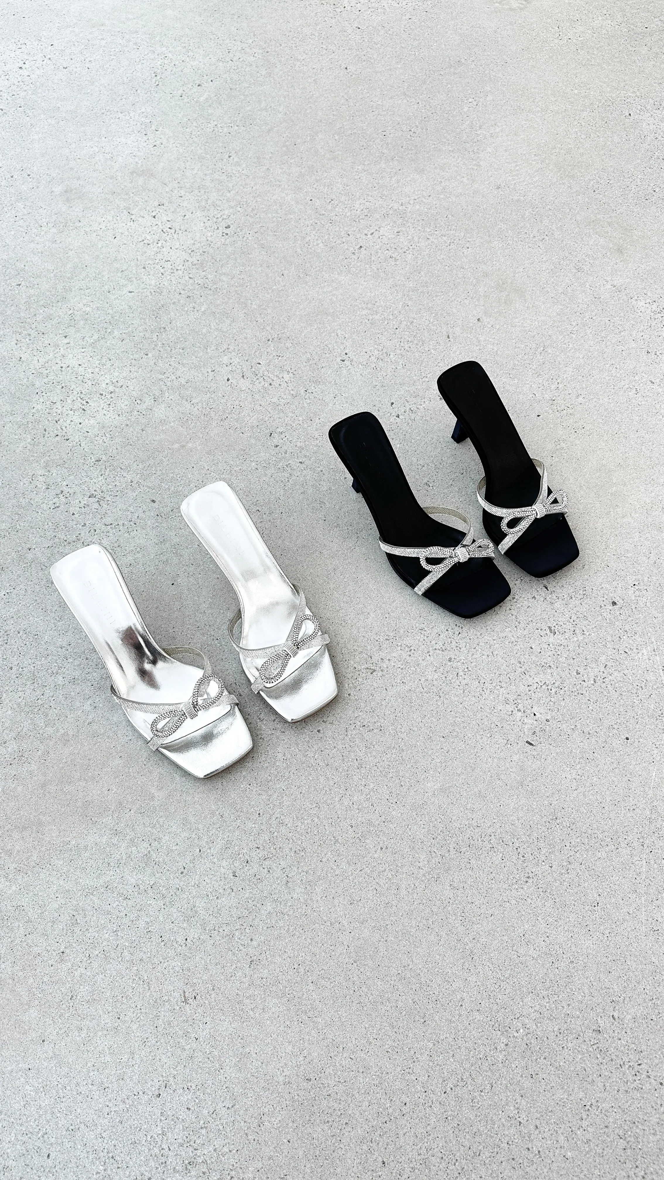 Fabia Heel - Black Satin Diamante