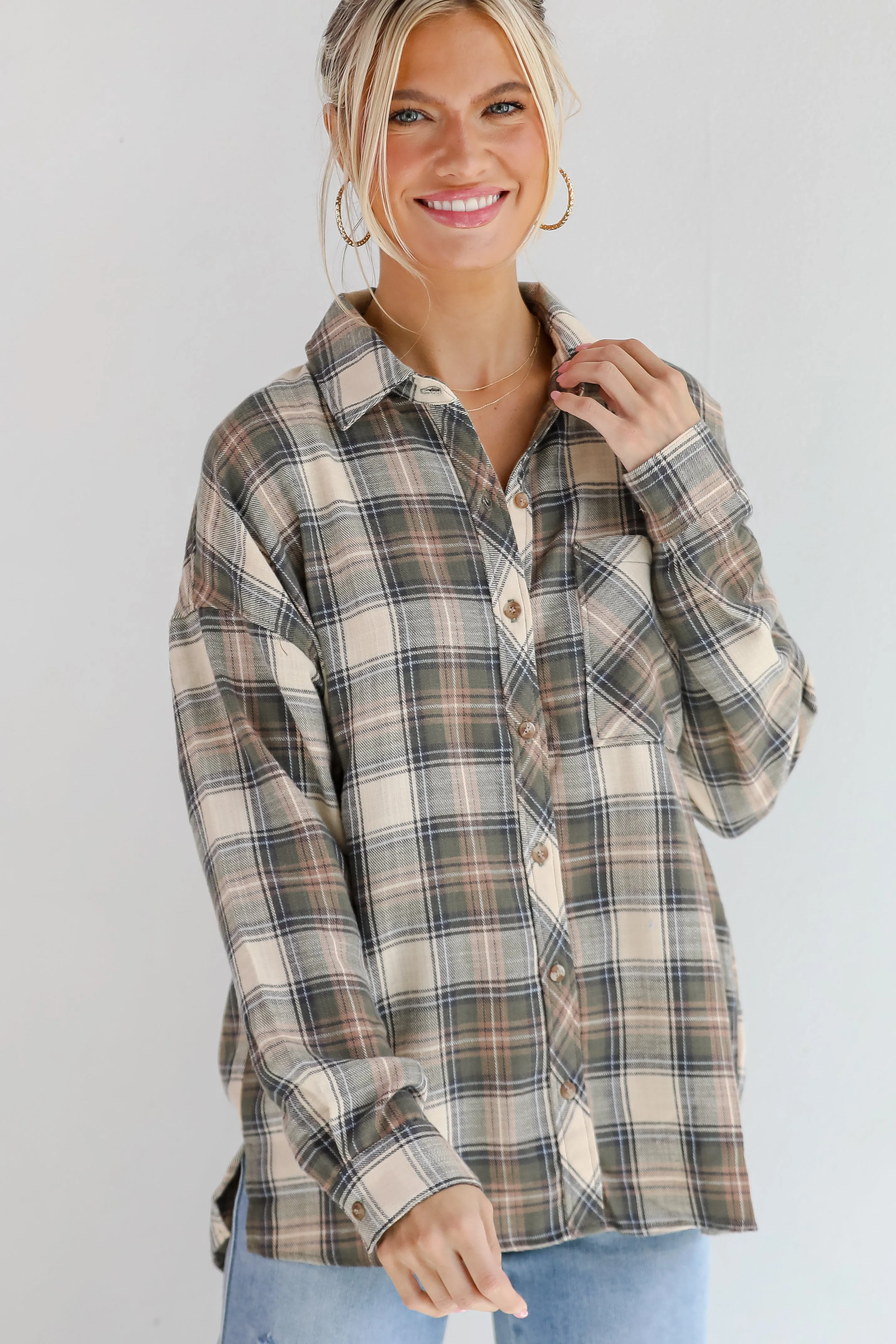 FINAL SALE - Classic Attitude Olive Plaid Flannel
