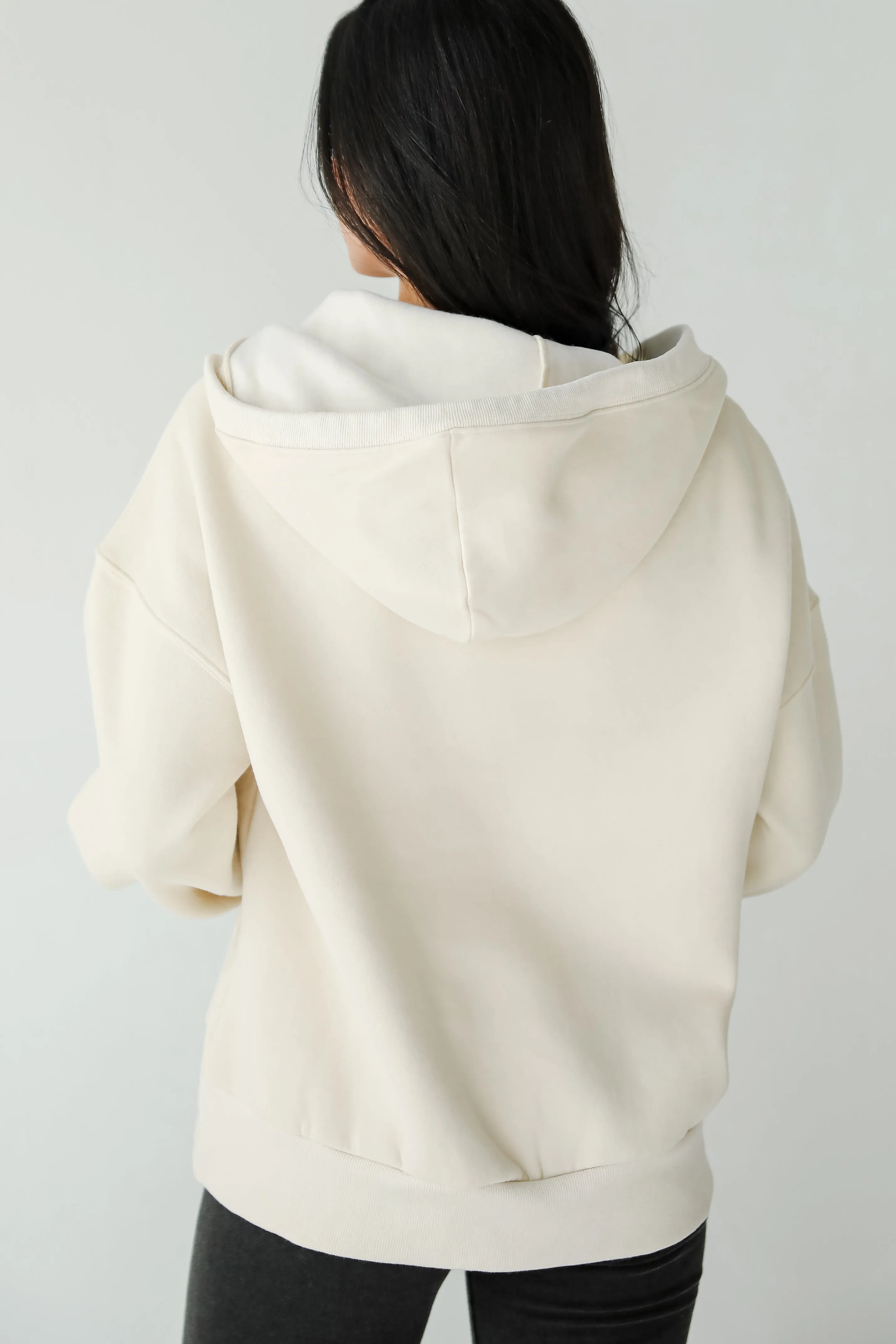 FINAL SALE - Cozy Delight Cream Fleece Quarter Zip Hoodie