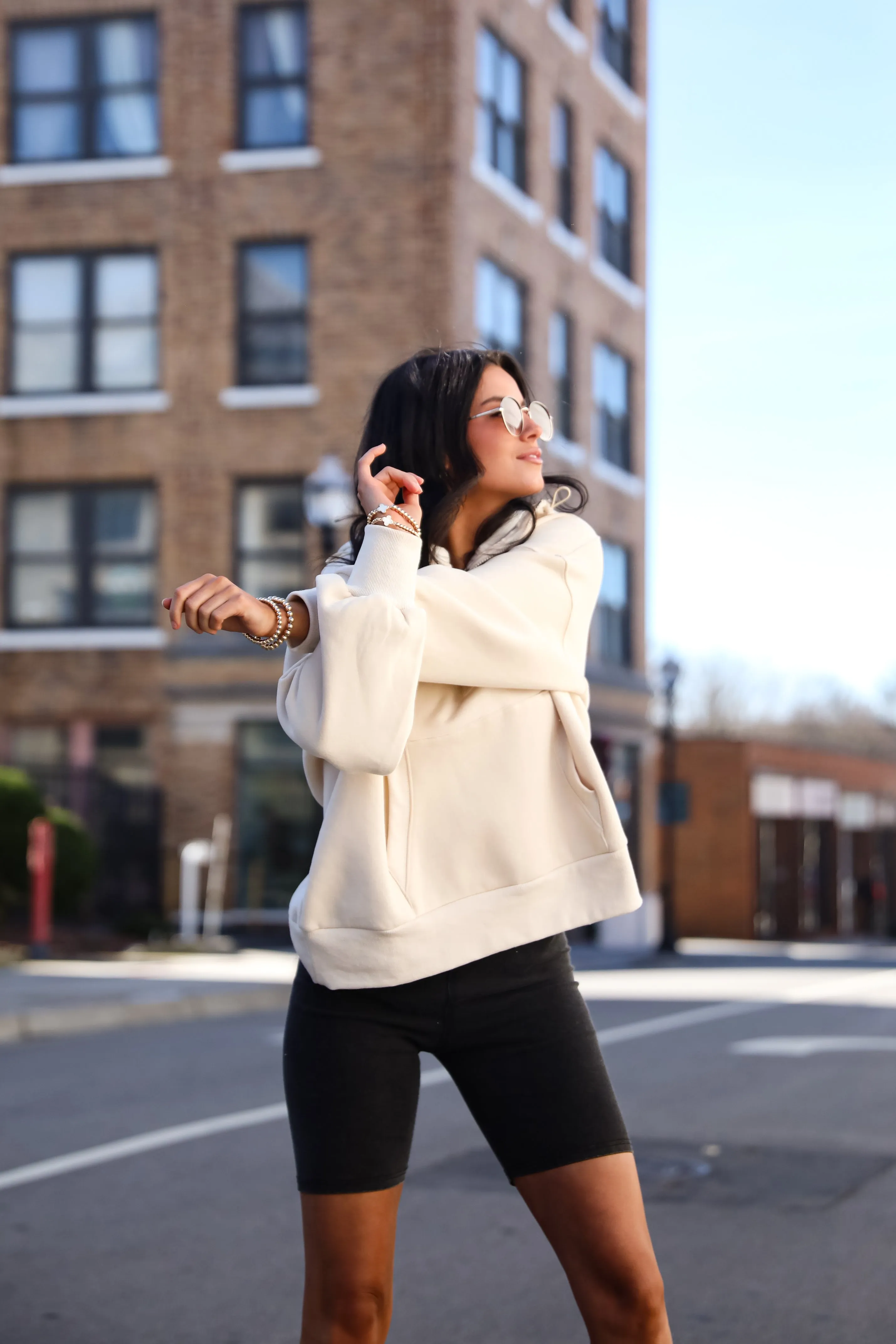FINAL SALE - Cozy Delight Cream Fleece Quarter Zip Hoodie