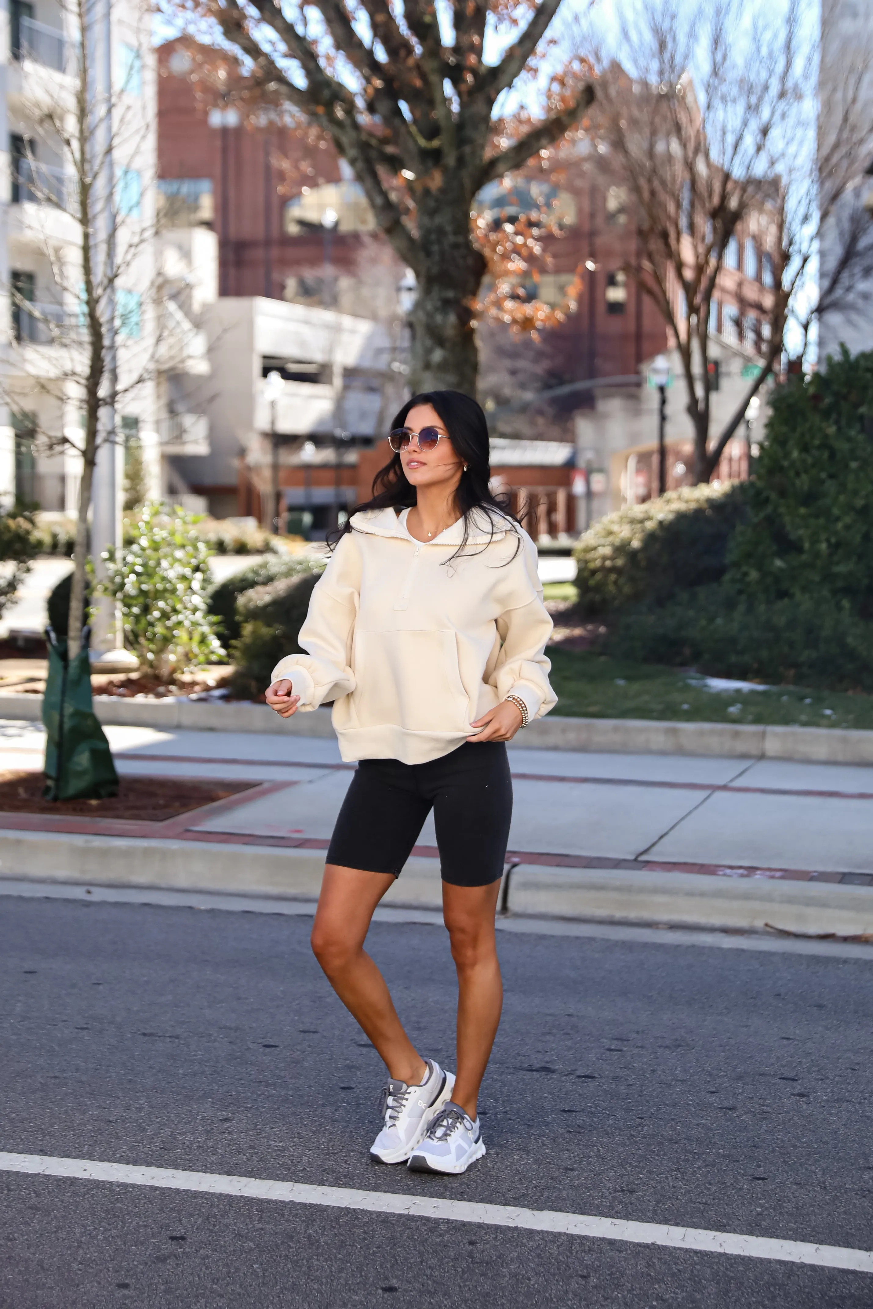 FINAL SALE - Cozy Delight Cream Fleece Quarter Zip Hoodie