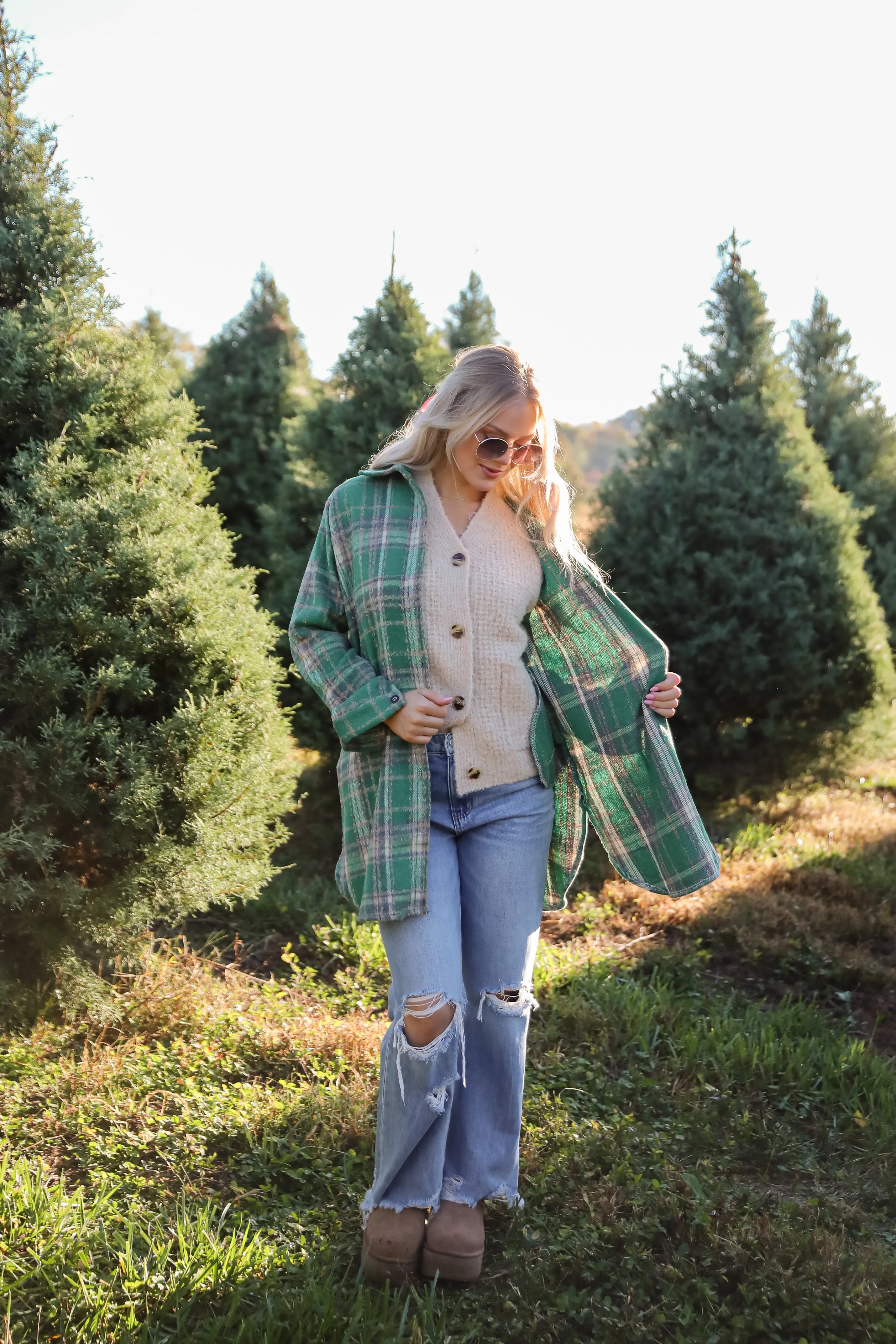 FINAL SALE - Cuddle Club Green Plaid Shacket