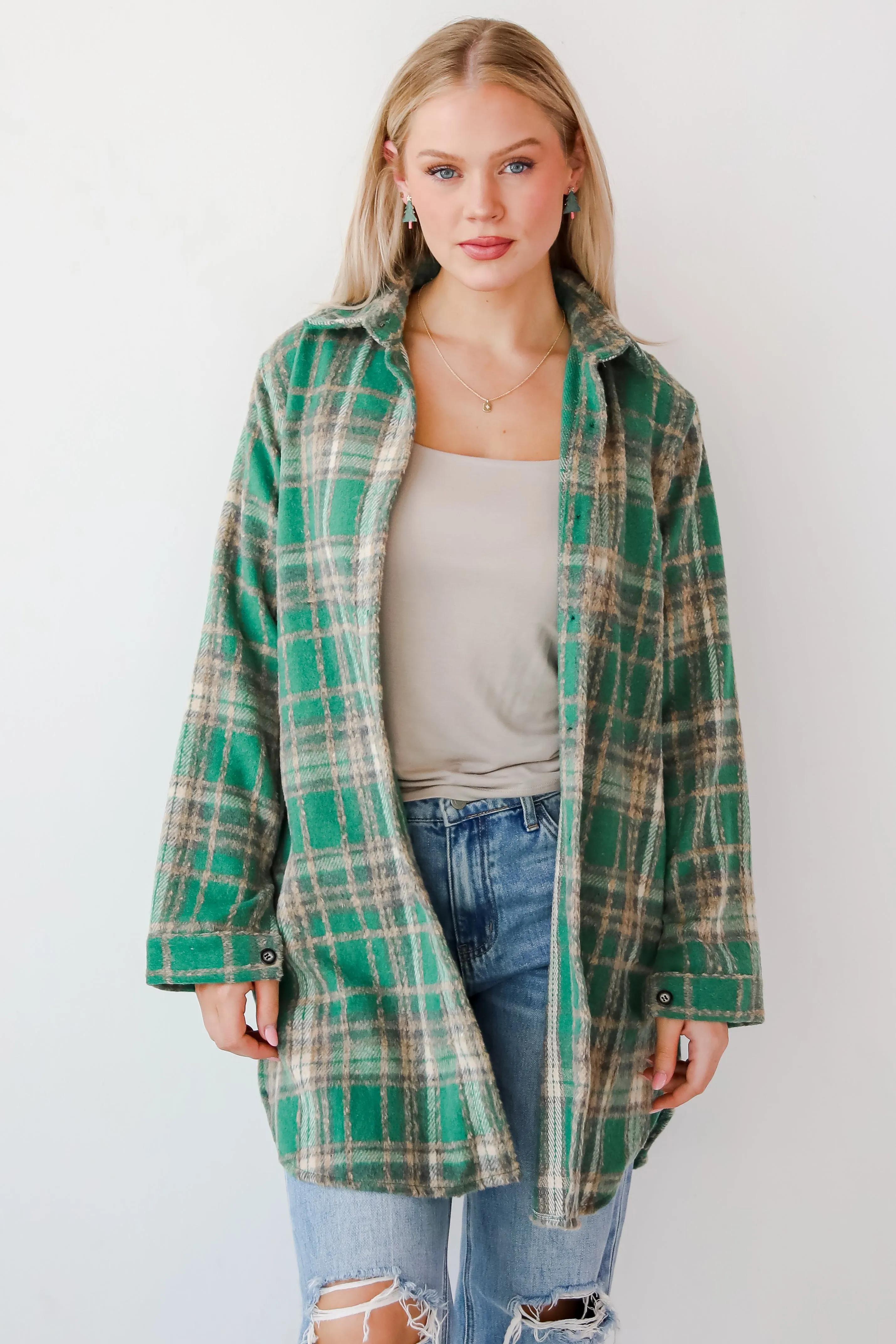 FINAL SALE - Cuddle Club Green Plaid Shacket