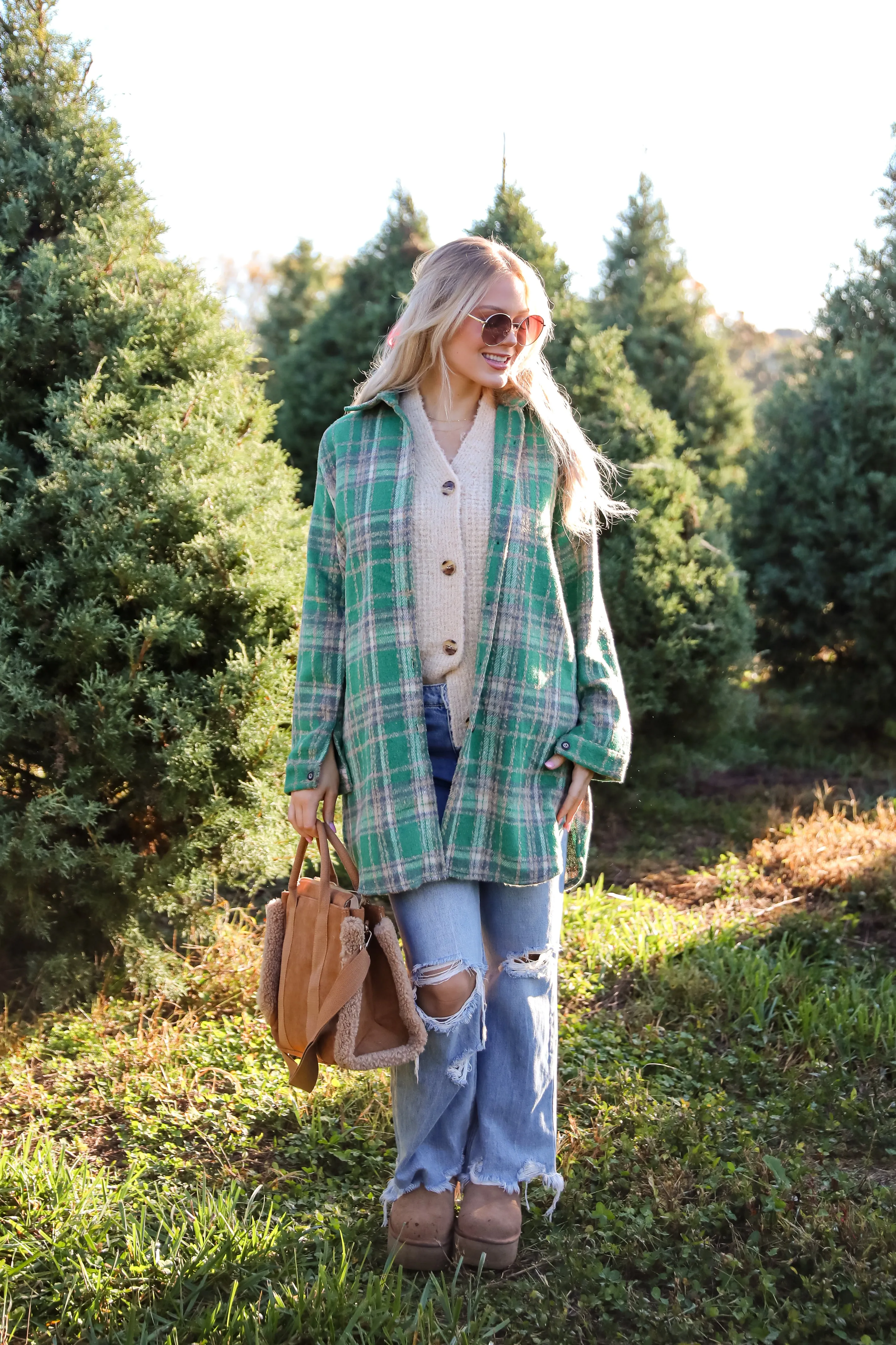 FINAL SALE - Cuddle Club Green Plaid Shacket