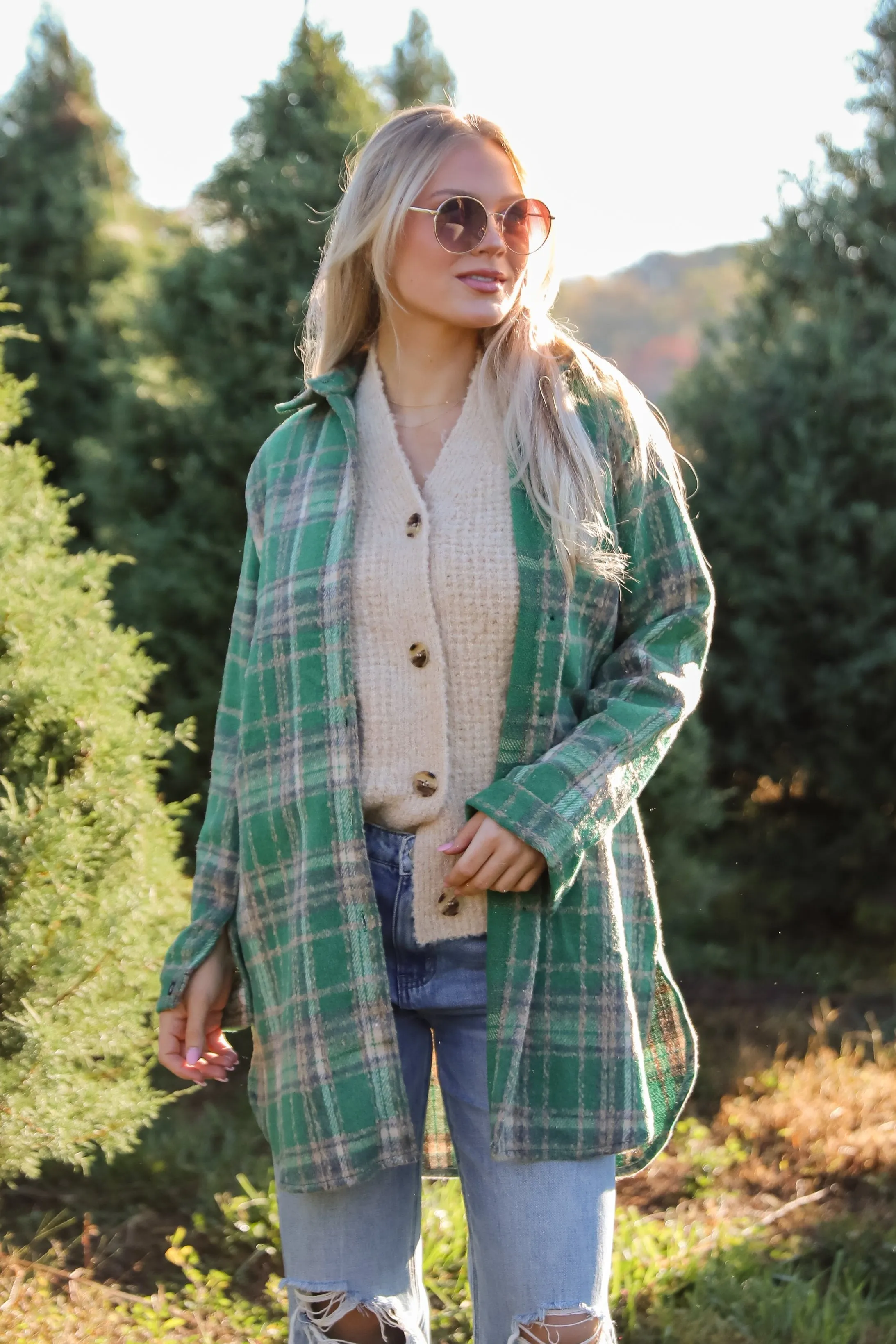 FINAL SALE - Cuddle Club Green Plaid Shacket