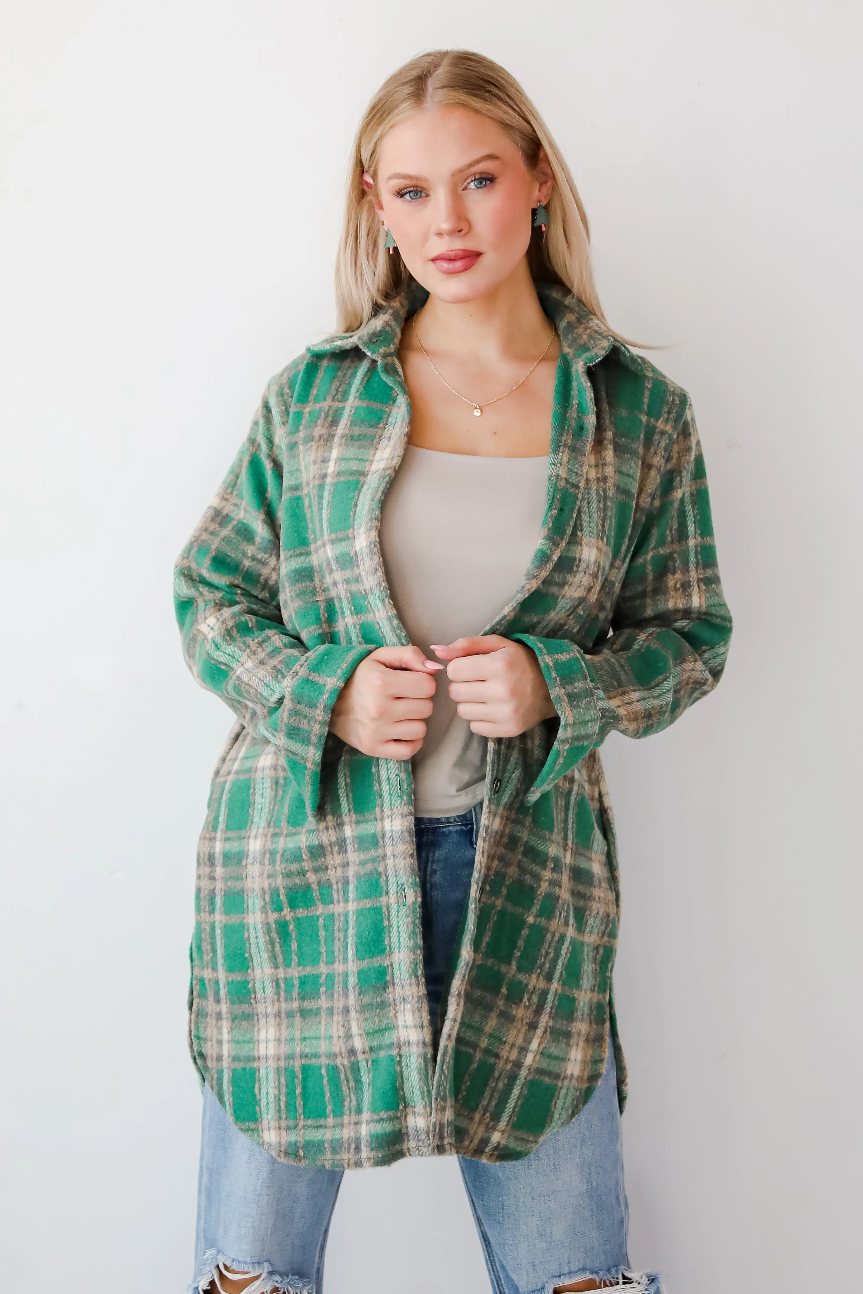 FINAL SALE - Cuddle Club Green Plaid Shacket