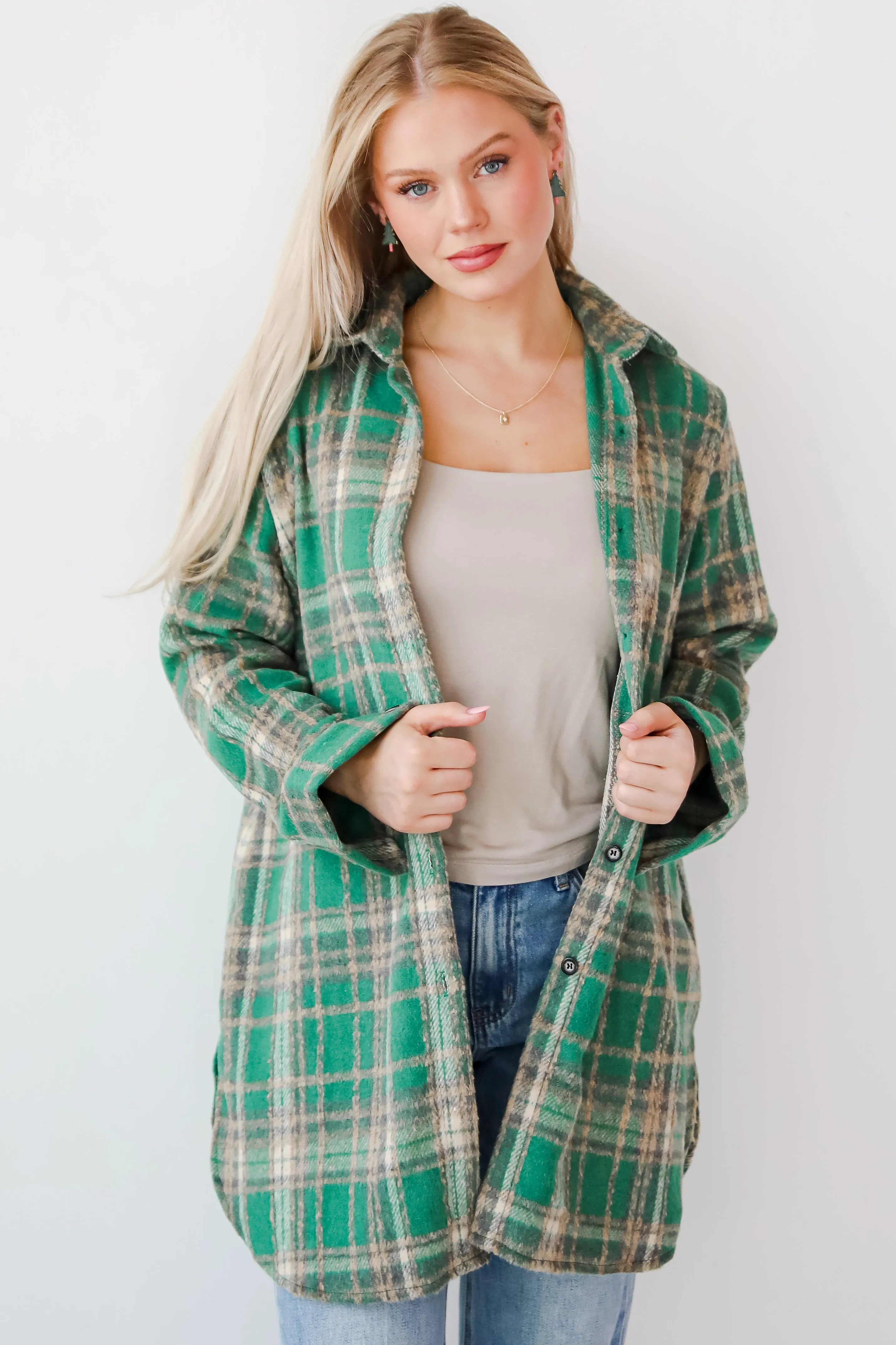 FINAL SALE - Cuddle Club Green Plaid Shacket