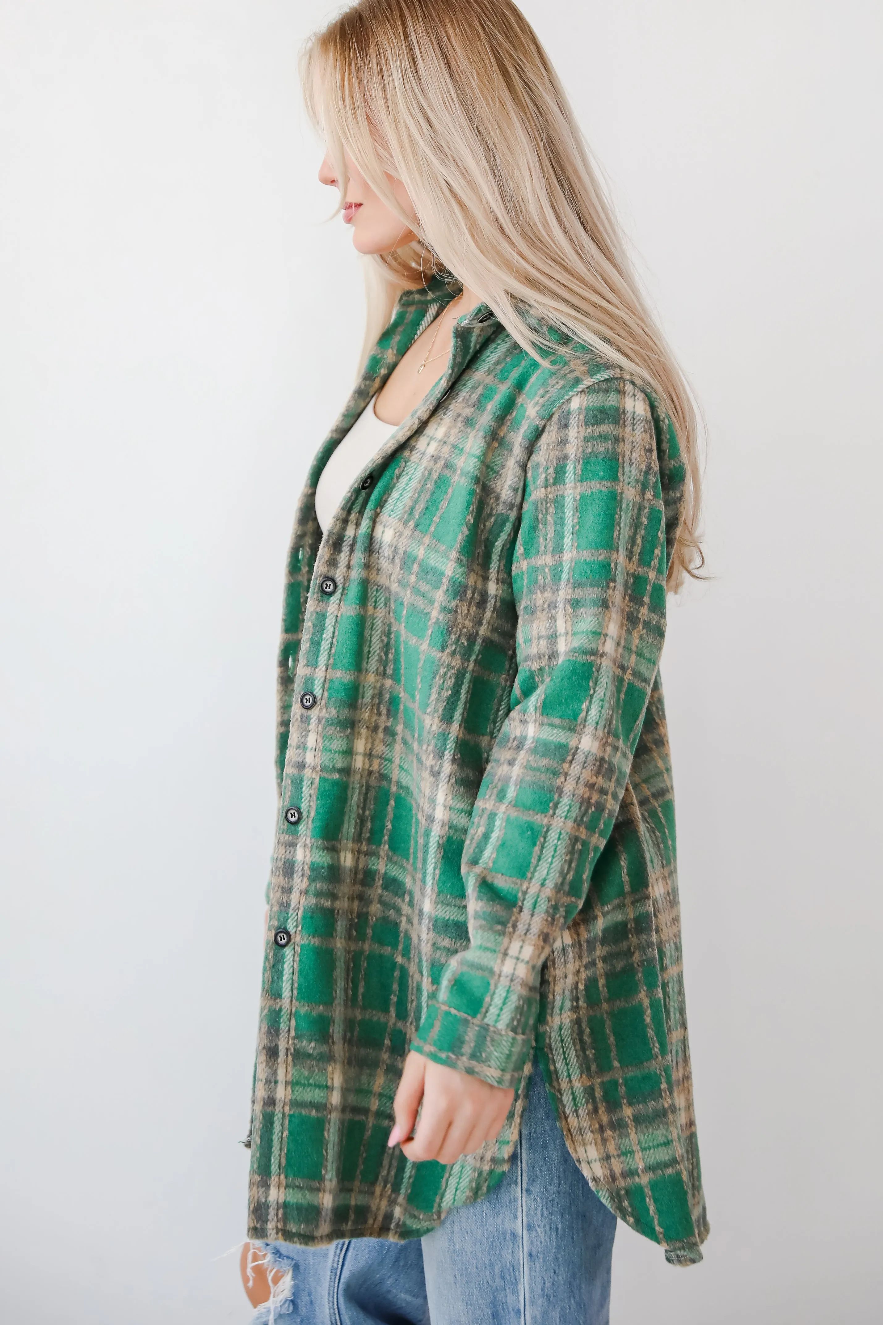 FINAL SALE - Cuddle Club Green Plaid Shacket