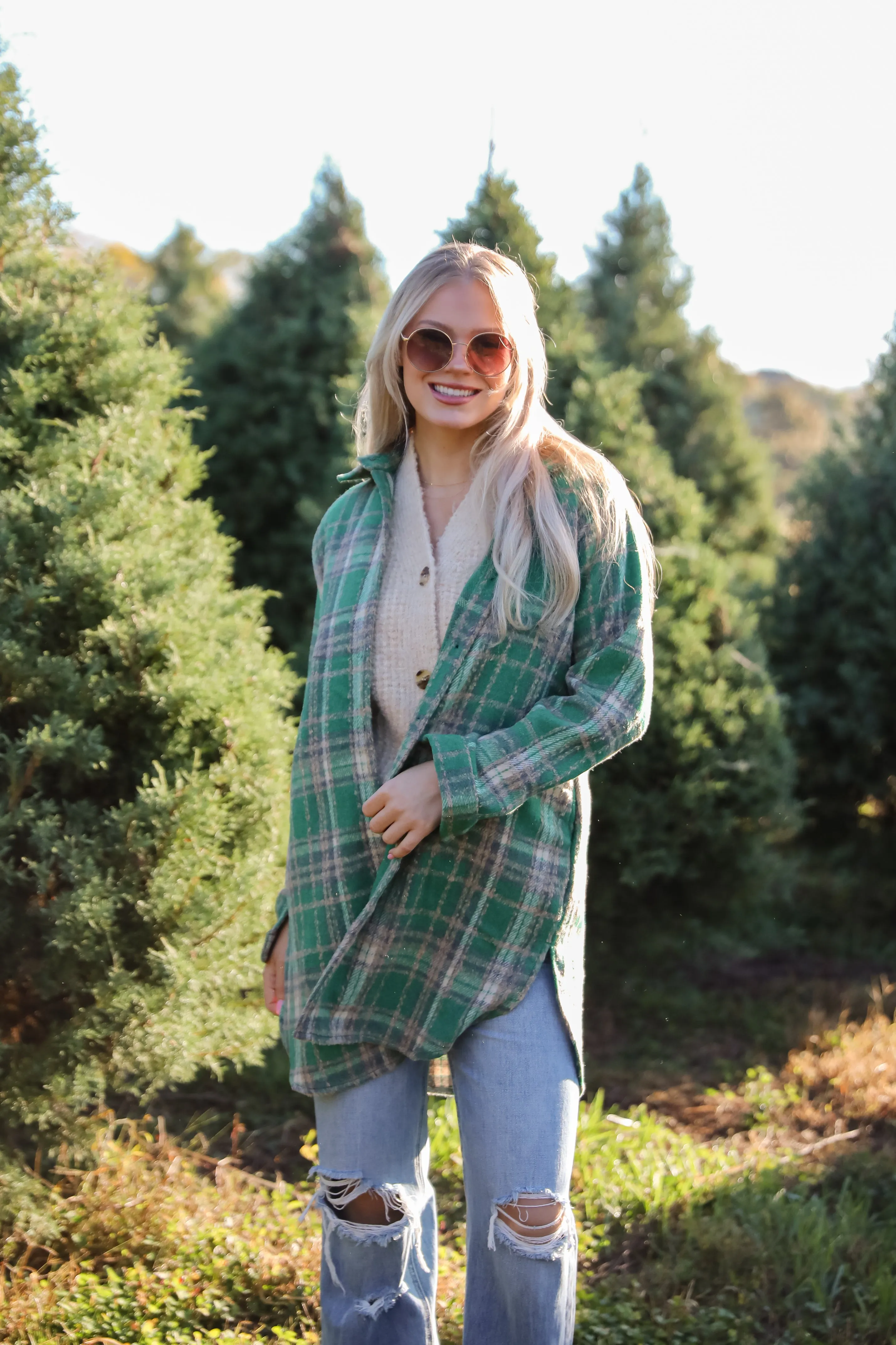 FINAL SALE - Cuddle Club Green Plaid Shacket