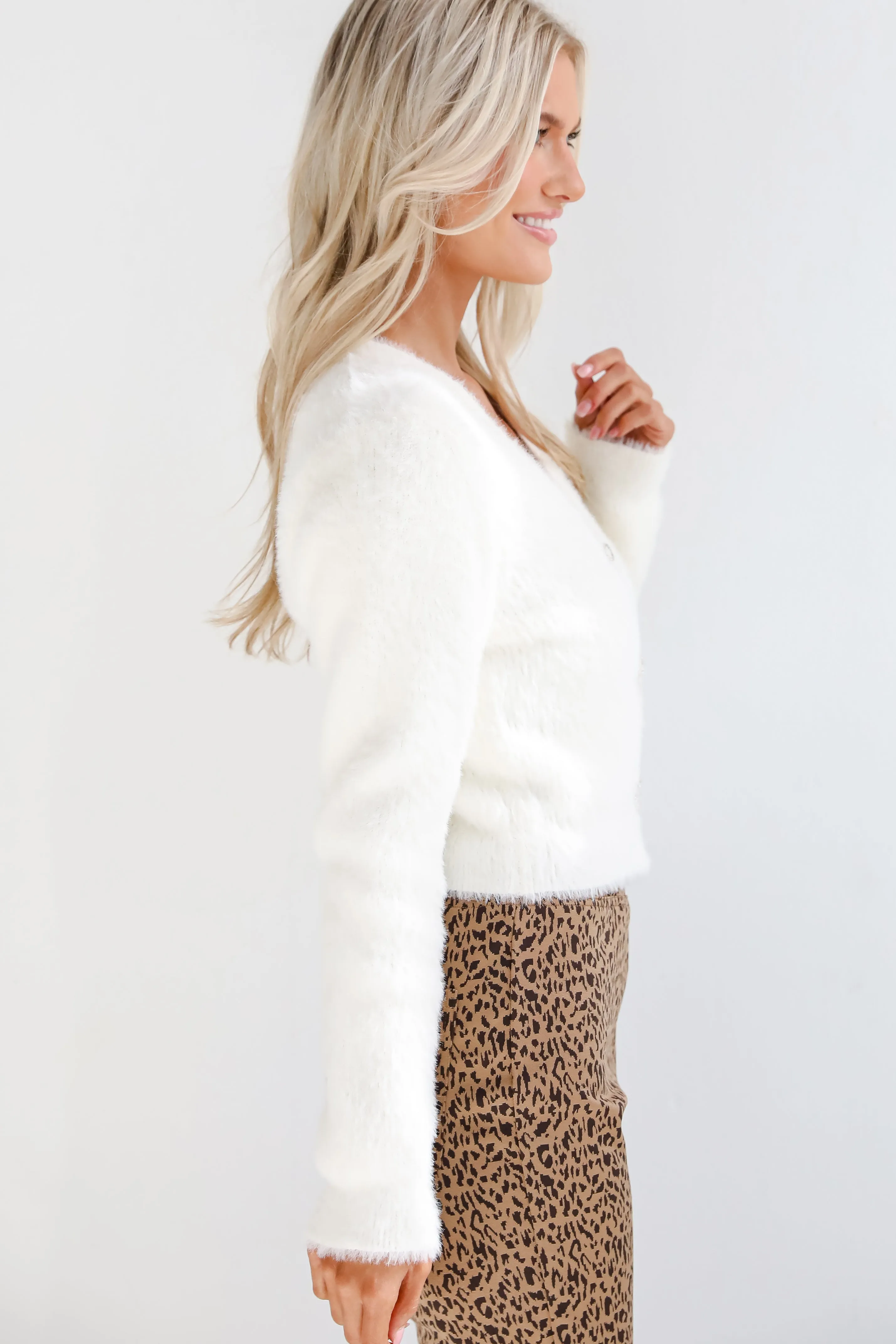 FINAL SALE - Ravishing Dream Ivory Rhinestone Bow Sweater Cardigan