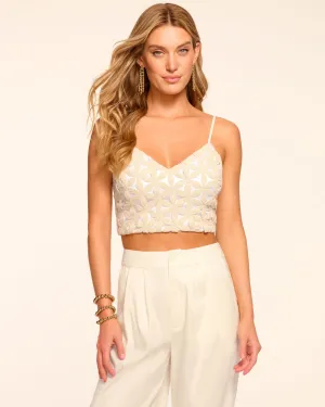 Gabi Linen Embellished Crop Top