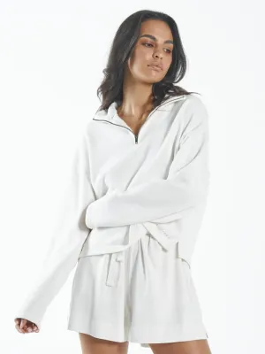 Hemp 3/4 Zip Pullover - Dirty White
