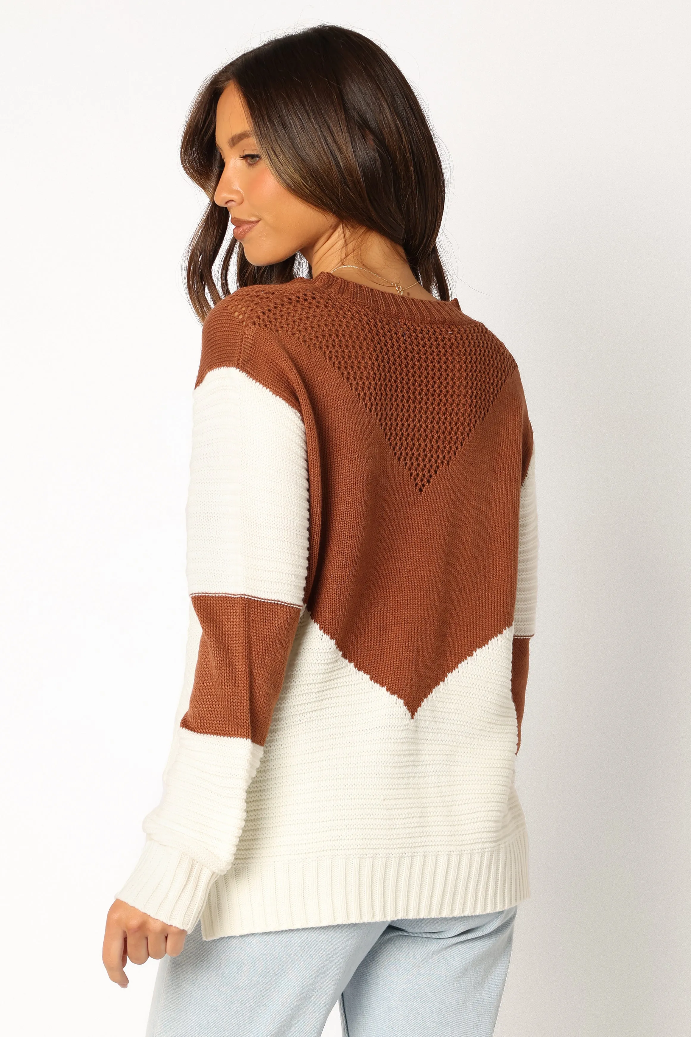 Lauryn Knit Sweater - Ivory/Camel