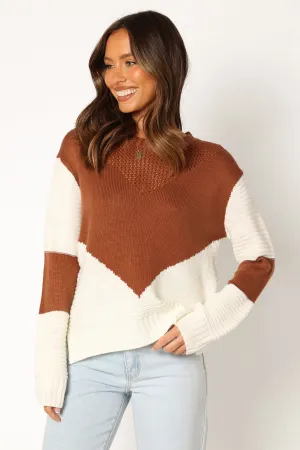 Lauryn Knit Sweater - Ivory/Camel