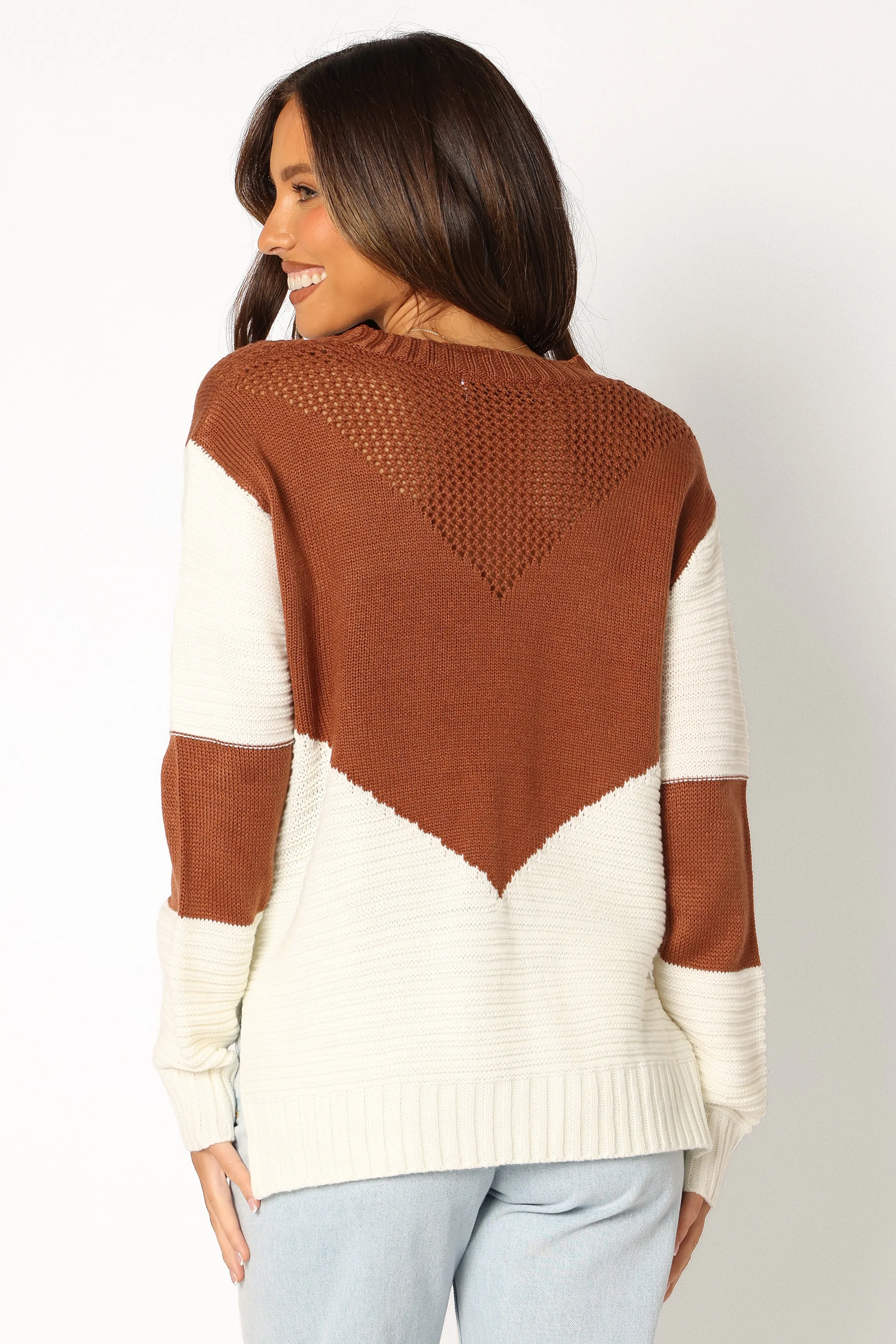 Lauryn Knit Sweater - Ivory/Camel