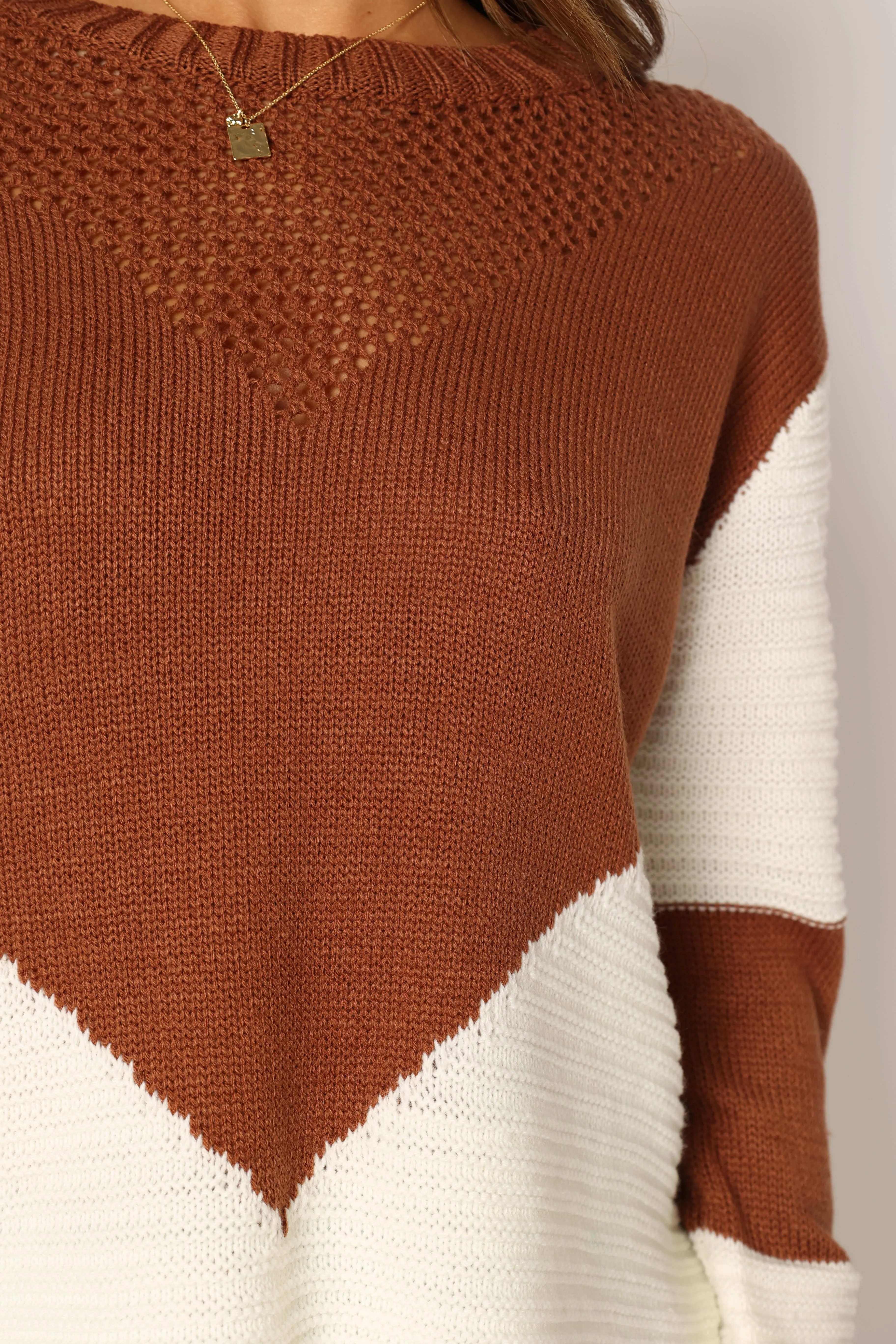 Lauryn Knit Sweater - Ivory/Camel