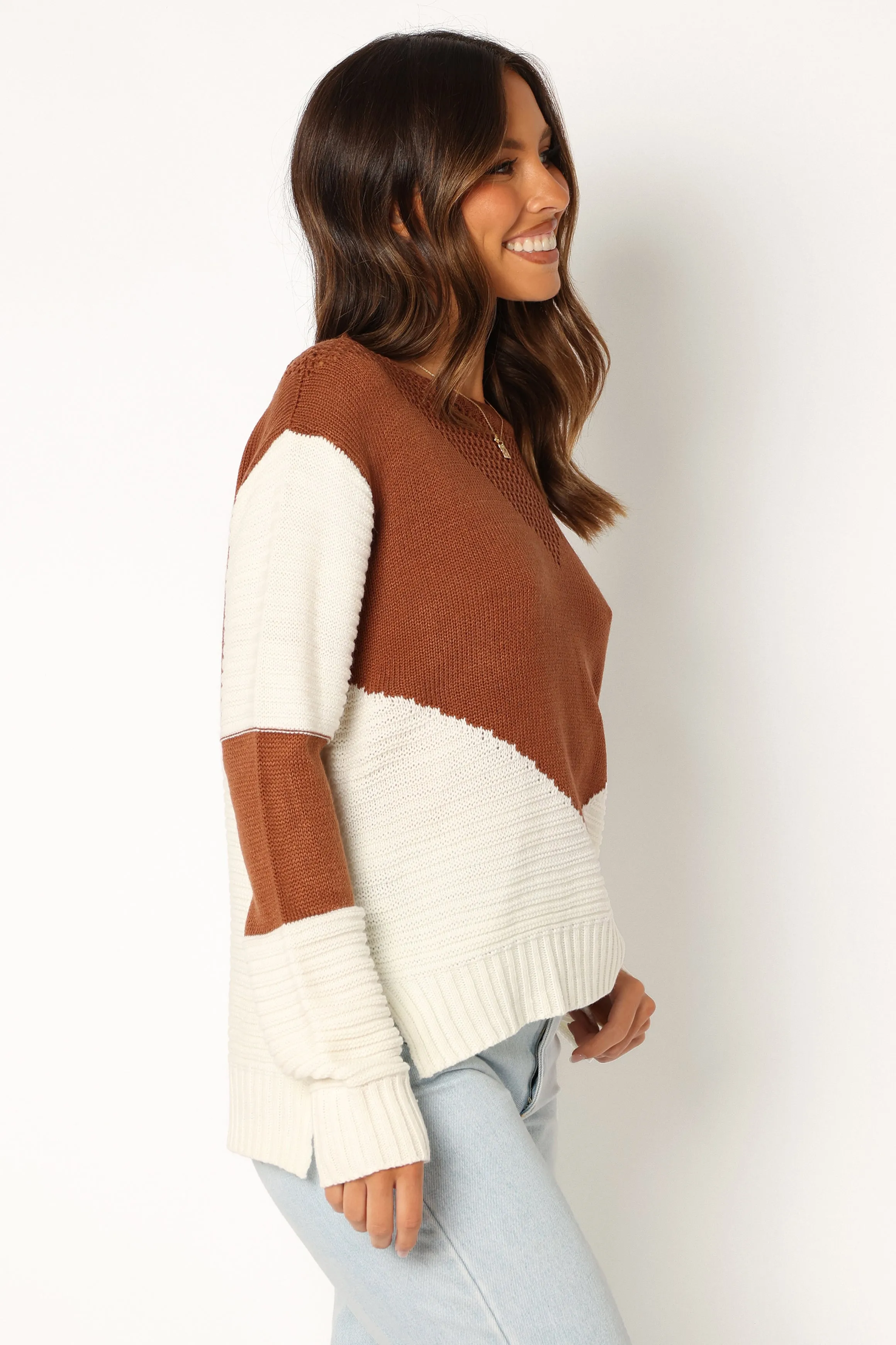 Lauryn Knit Sweater - Ivory/Camel