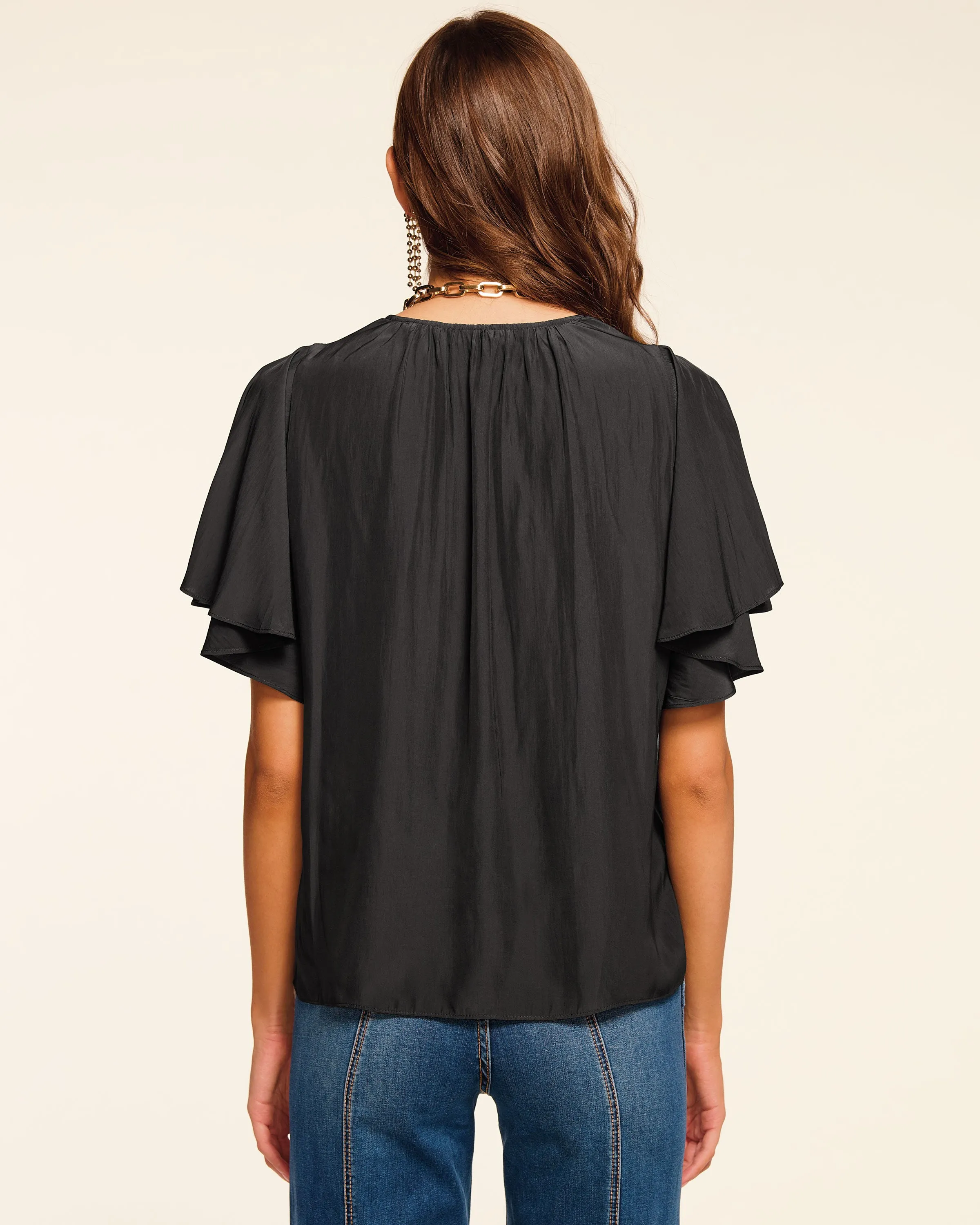 Lolita V-Neck Flutter Sleeve Blouse