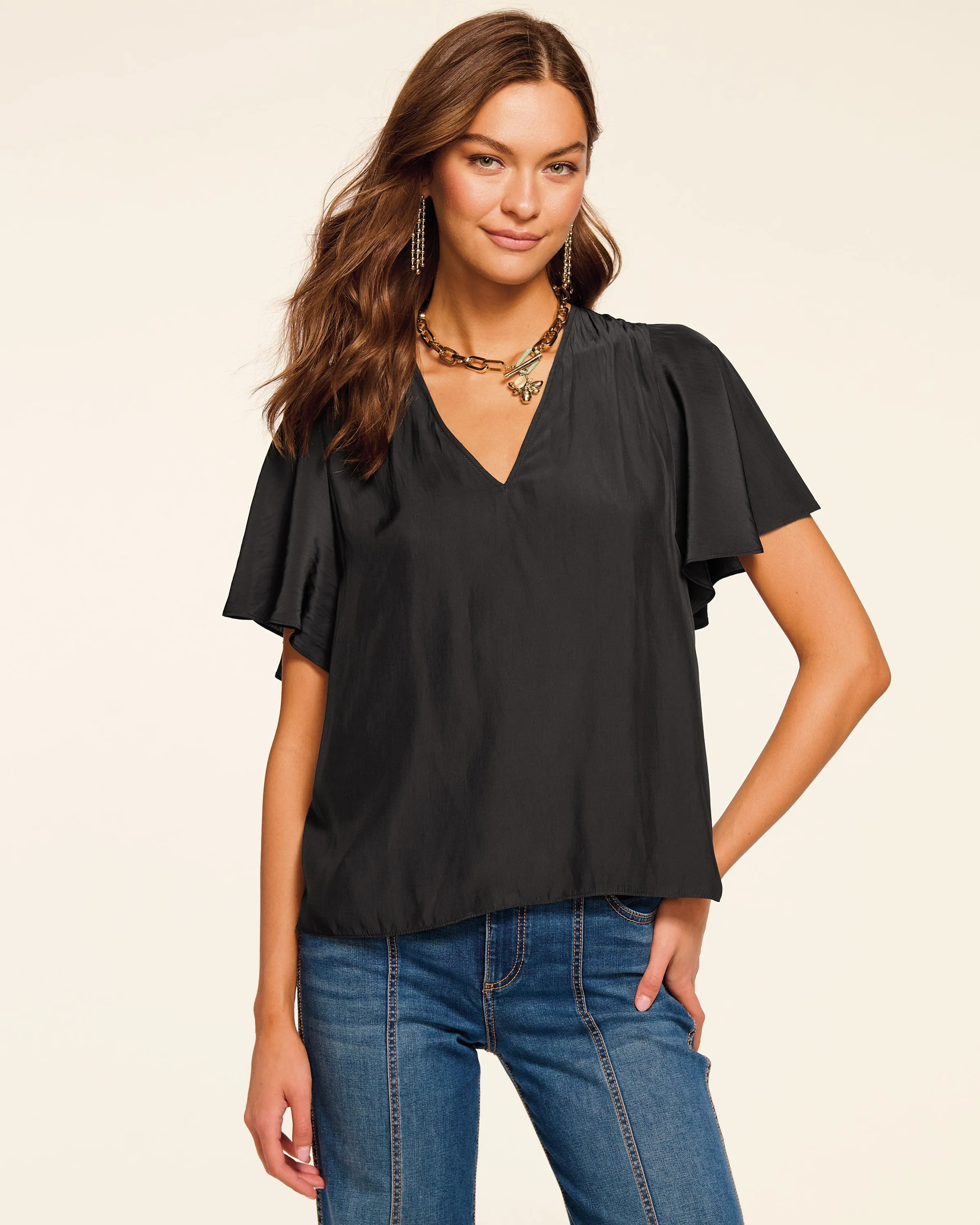 Lolita V-Neck Flutter Sleeve Blouse