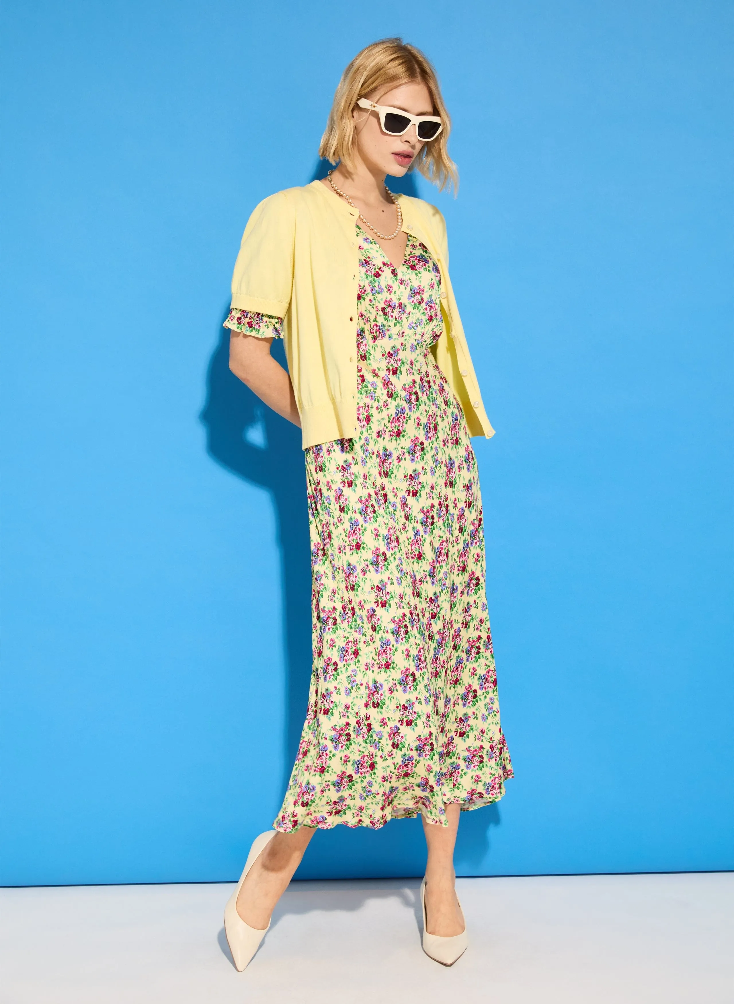Lottie LENZING™ ECOVERO™ Satin Midi Tea Dress | Butter Floral