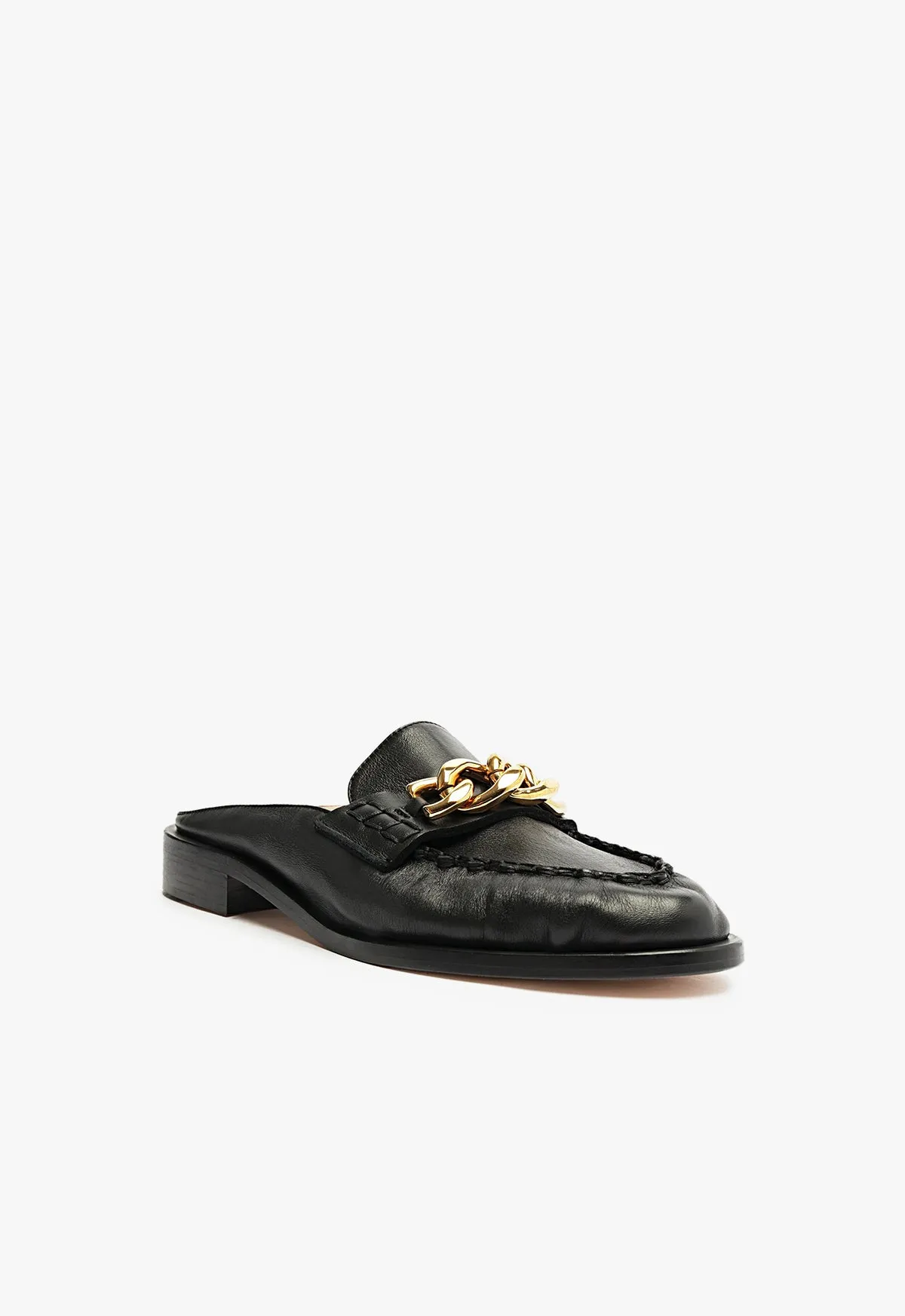 Luca Chain Leather Flat