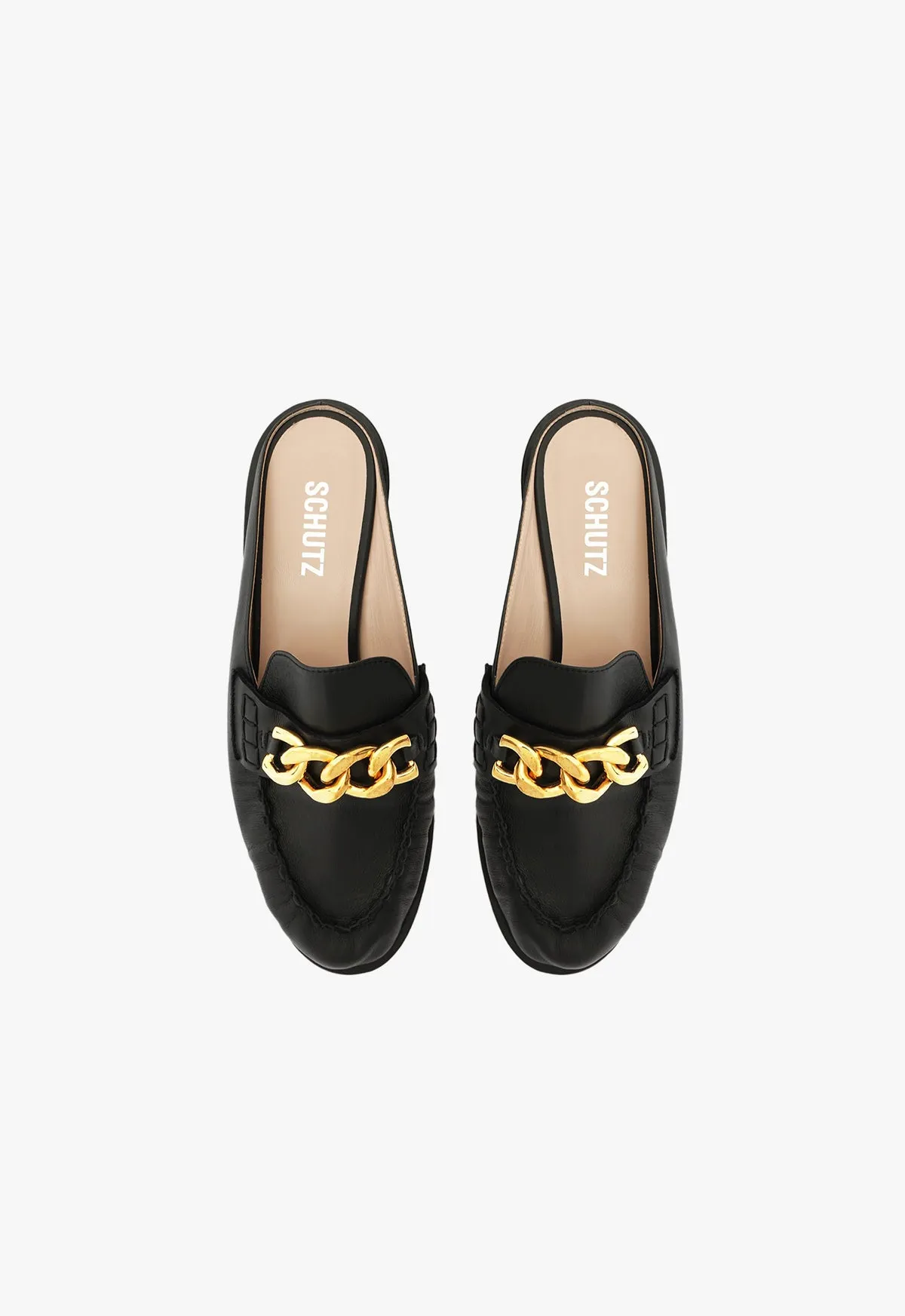 Luca Chain Leather Flat