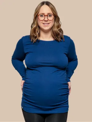 Maternity Cotton Long Sleeve Top | Navy