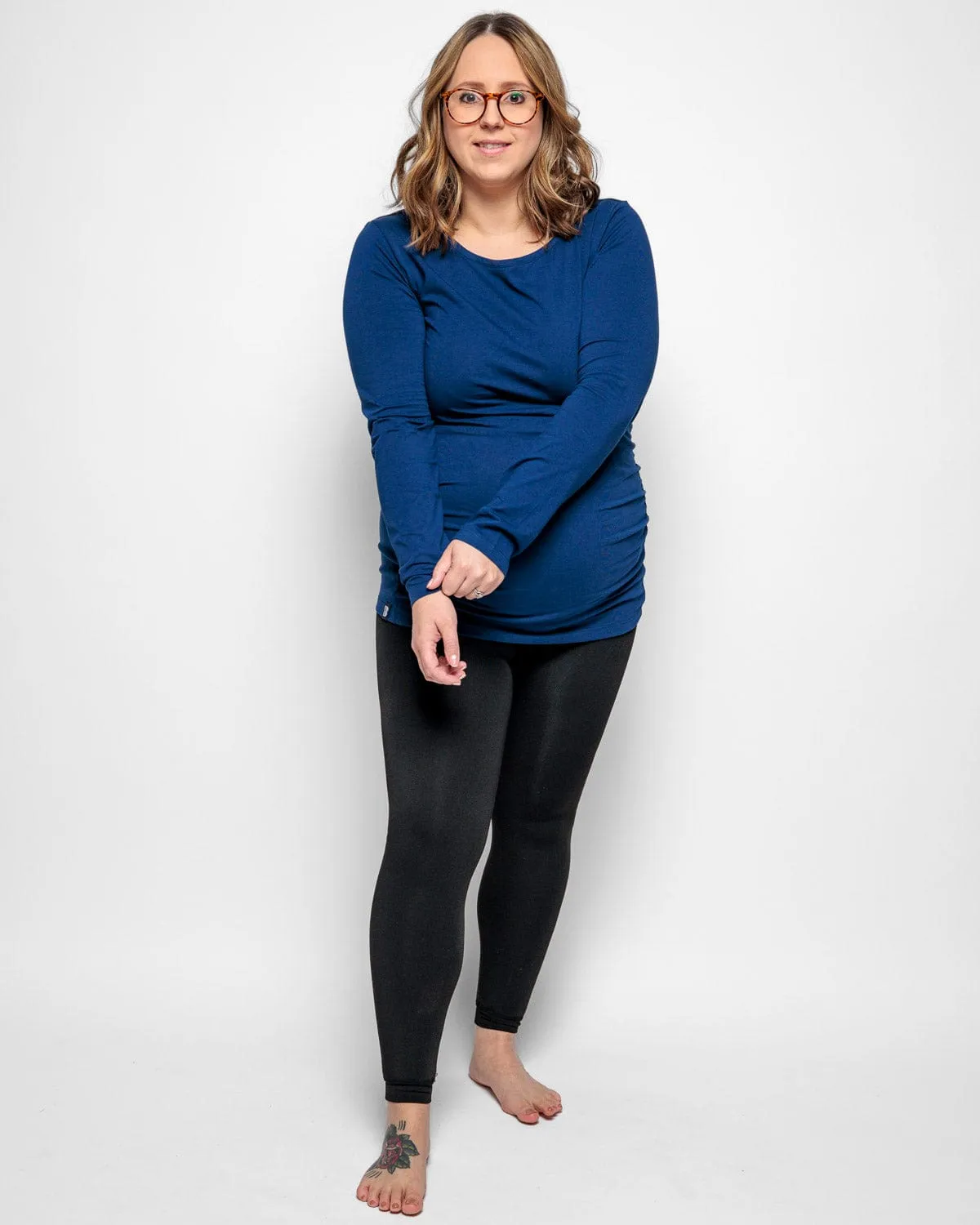 Maternity Cotton Long Sleeve Top | Navy