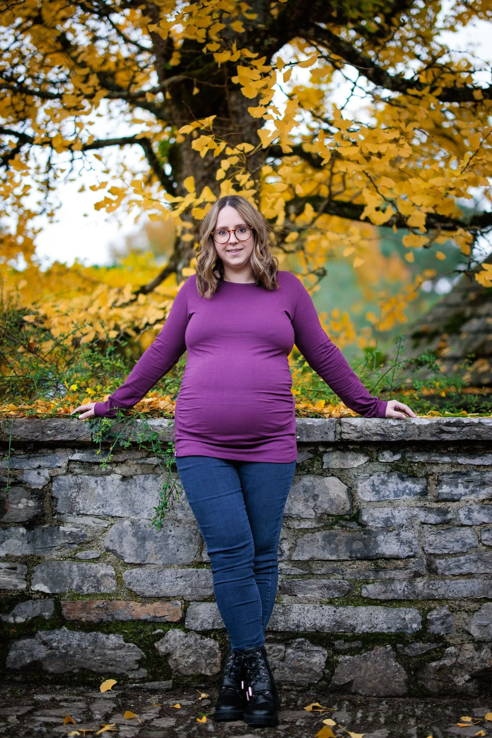Maternity Cotton Long Sleeve Top | Plum