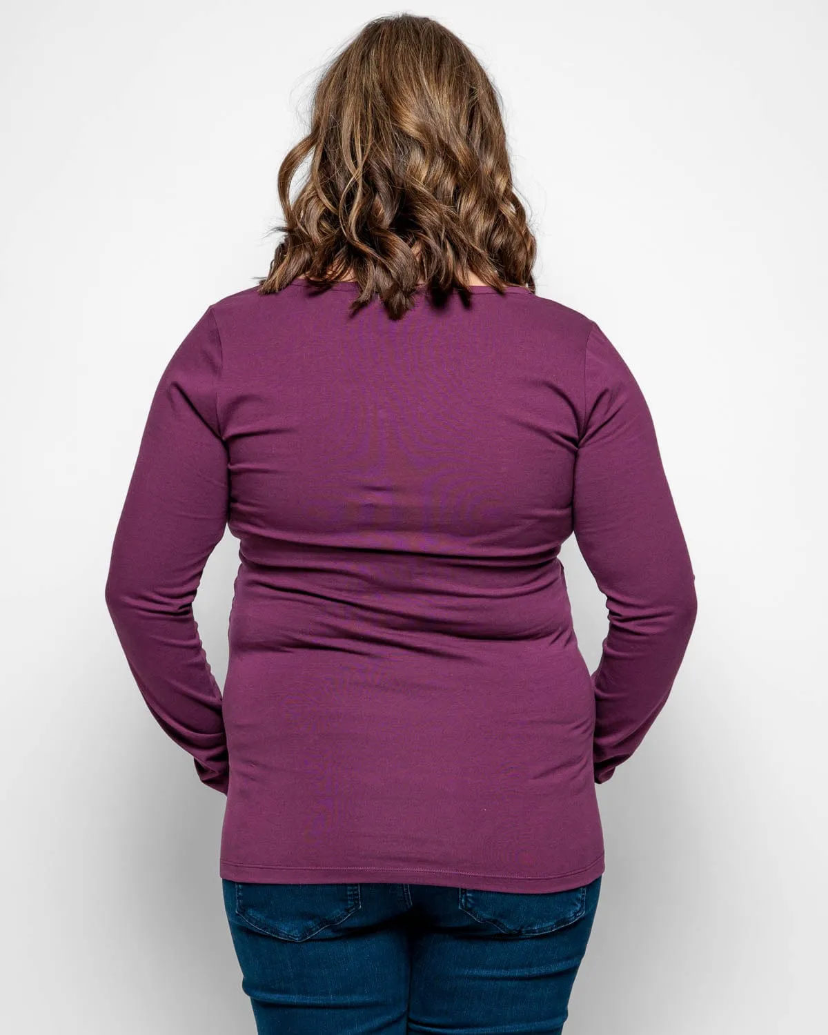 Maternity Cotton Long Sleeve Top | Plum