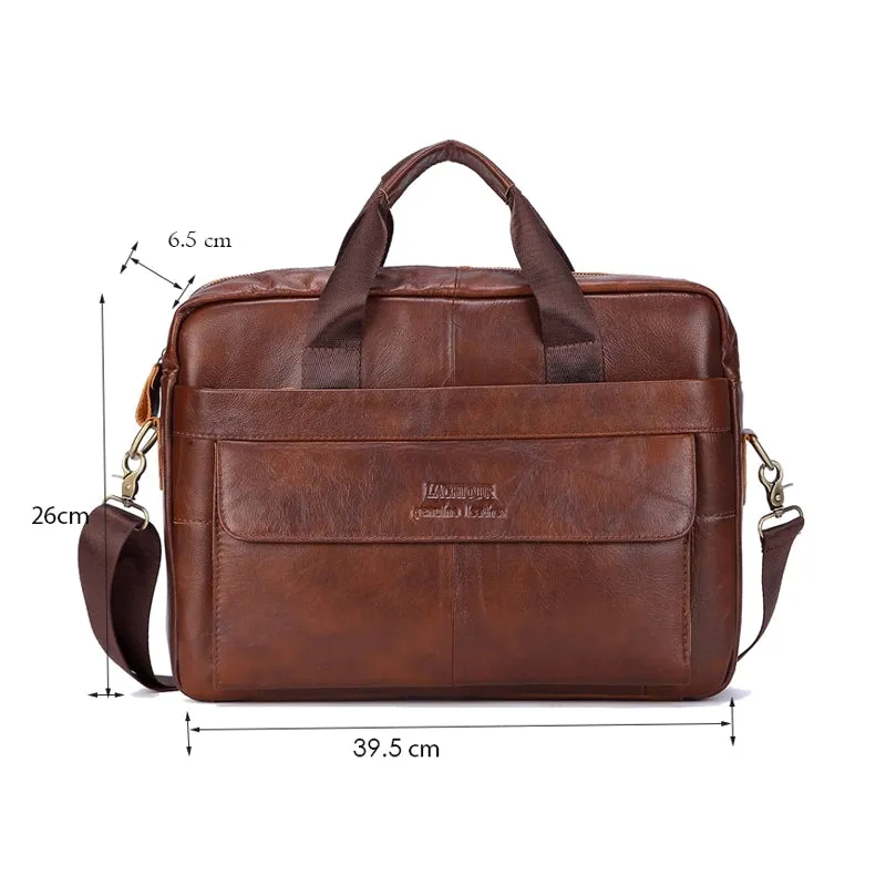 Men Genuine Leather Retro Business 13 Inch Laptop Bag Handbag Briefcase