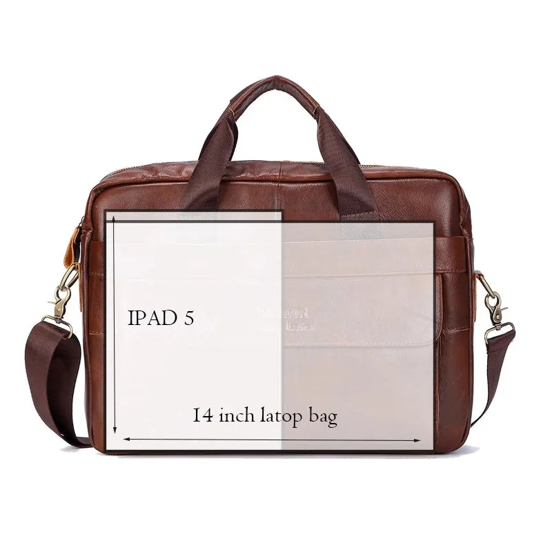 Men Genuine Leather Retro Business 13 Inch Laptop Bag Handbag Briefcase