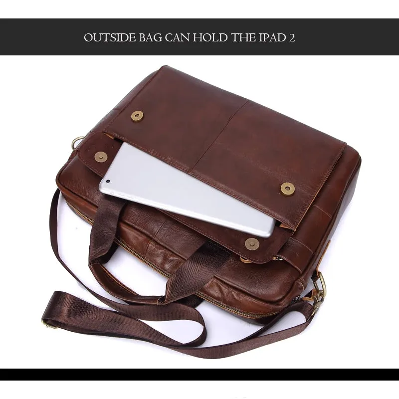 Men Genuine Leather Retro Business 13 Inch Laptop Bag Handbag Briefcase