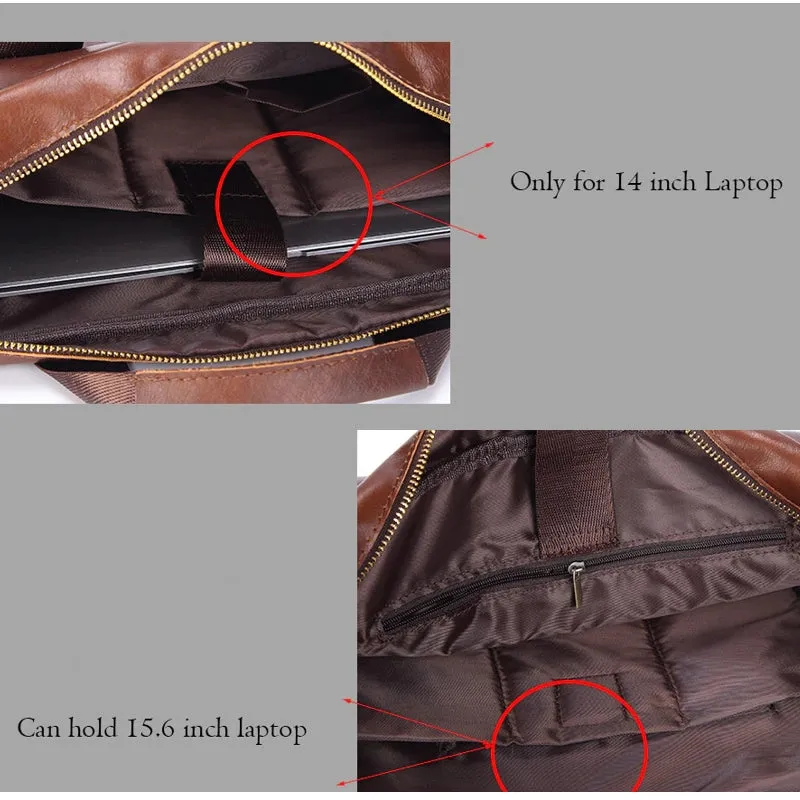 Men Genuine Leather Retro Business 13 Inch Laptop Bag Handbag Briefcase