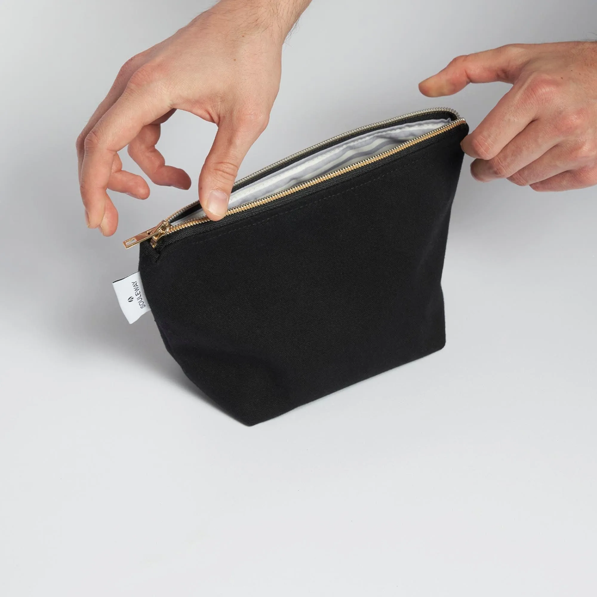 Natural Cotton Canvas Cosmetic Bag | Night Black