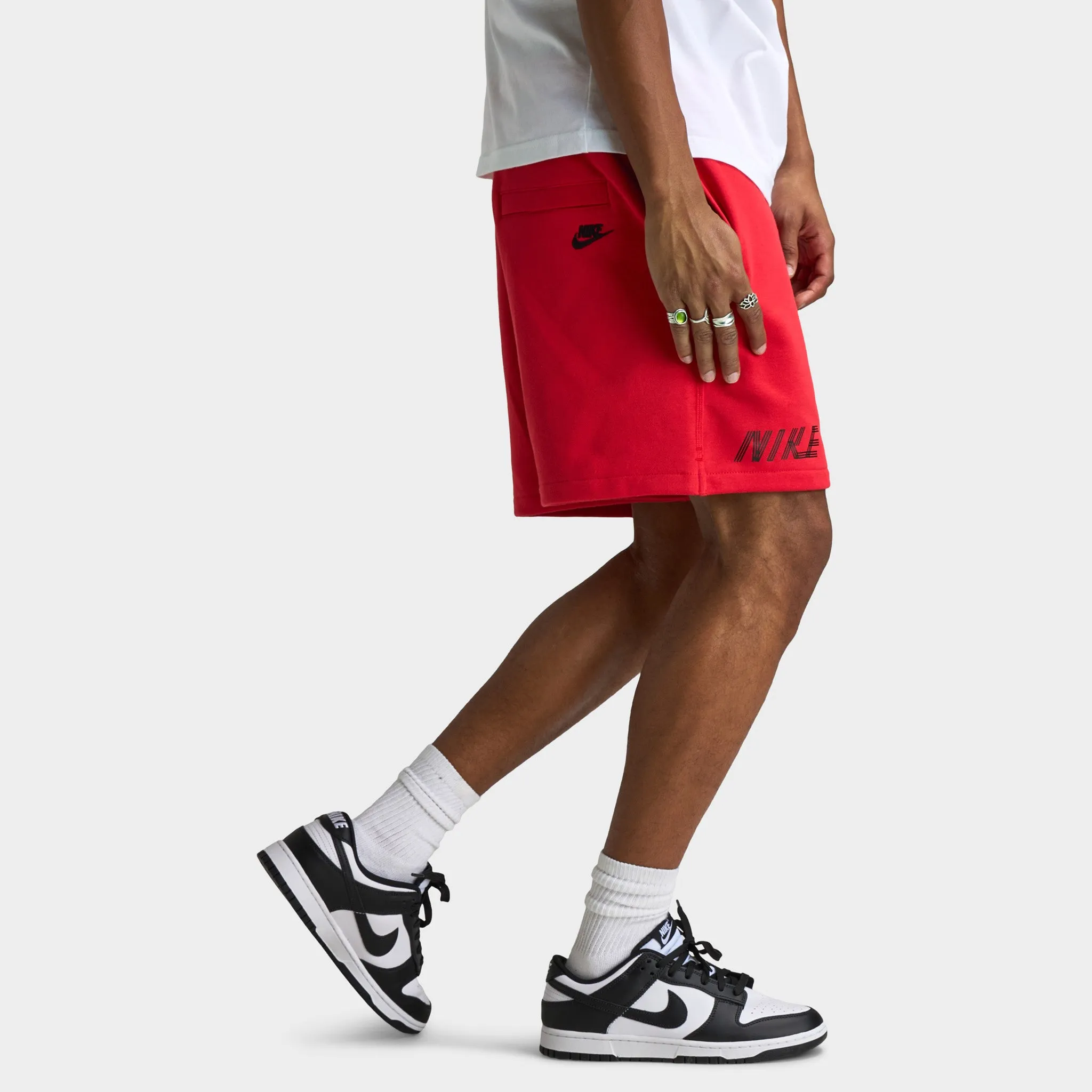 Nike Club French Terry Flow Cycle Shorts University Red / Black - Black