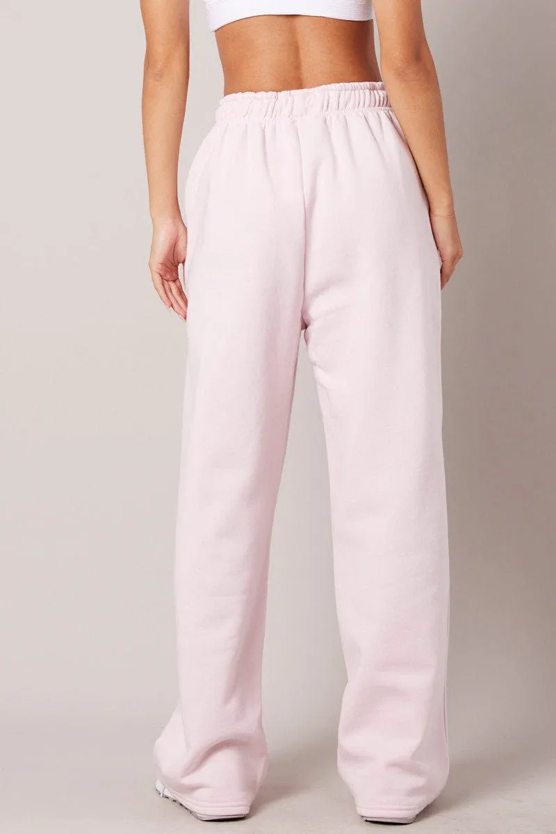 Pink Track Pants Wide Leg Pants