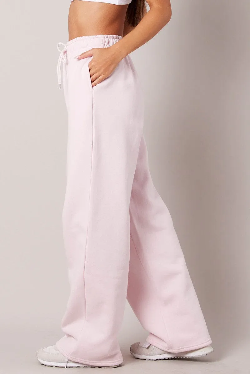 Pink Track Pants Wide Leg Pants